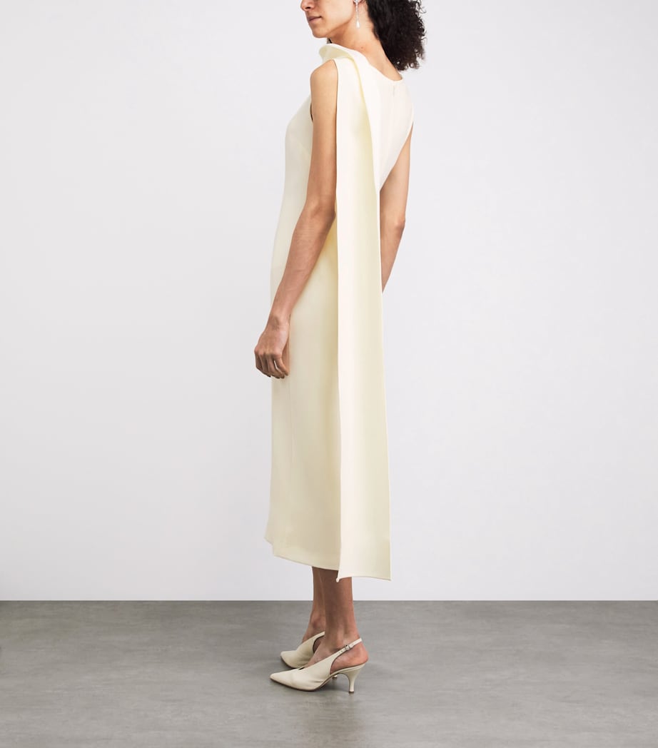 Roland Mouret Womens Satin Crepe Sash Midi Dress Yellow Image 4