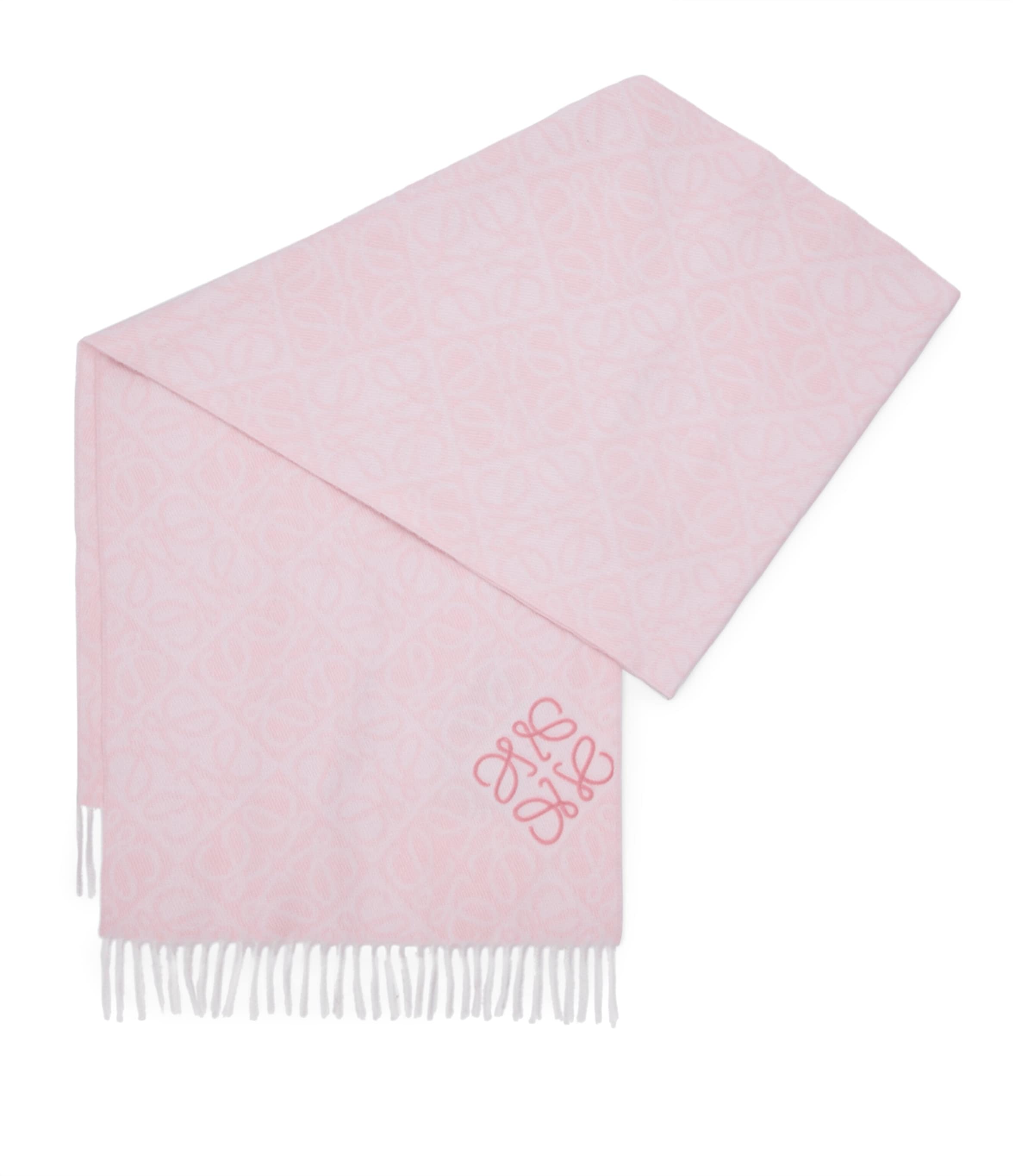 Loewe Womens Soft Pink Anagram-pattern Wool And Cashmere-blend Scarf In Pink