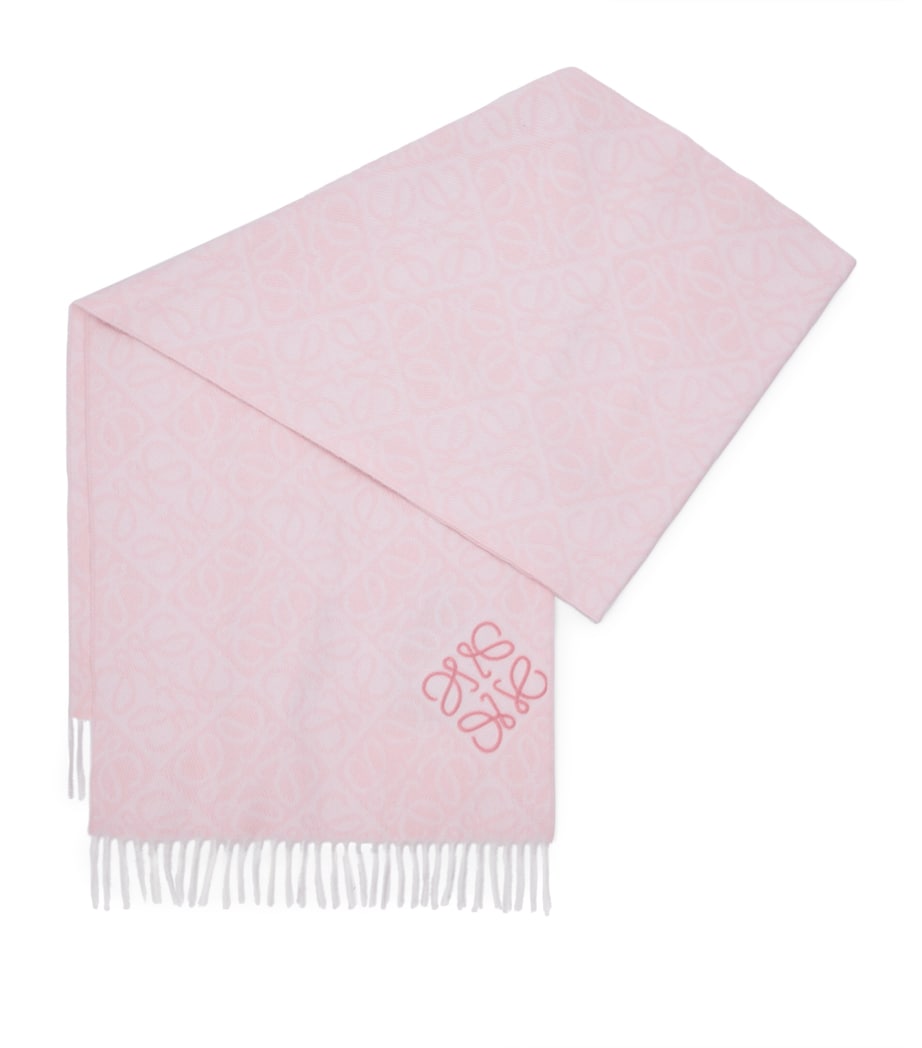 LOEWE Wool-Cashmere Anagram Scarf Soft Pink Image 1