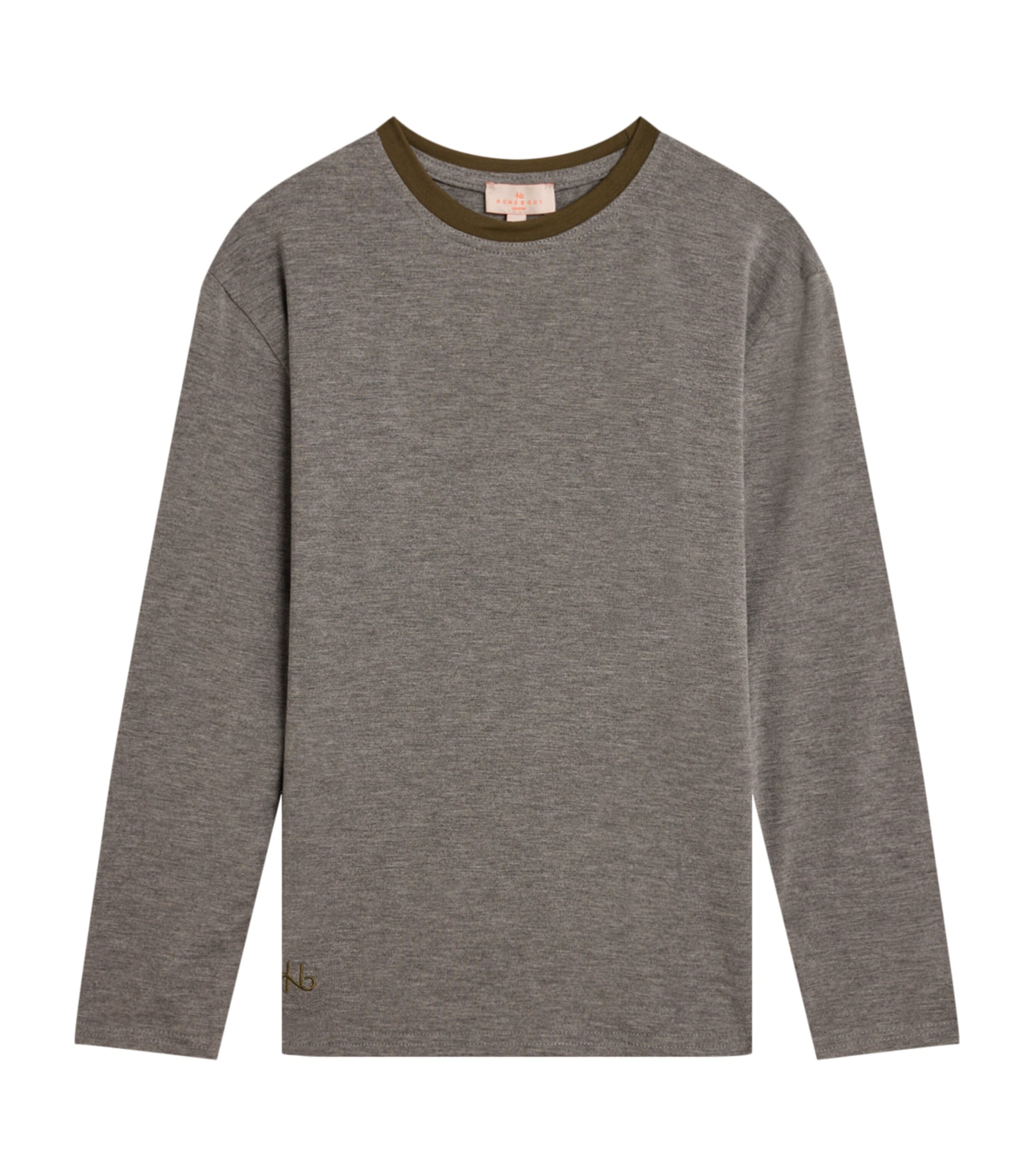 Homebody Kids Contrast-Trim Long-Sleeve T-Shirt (4-16 Years) Md Grey Jungl Image 1