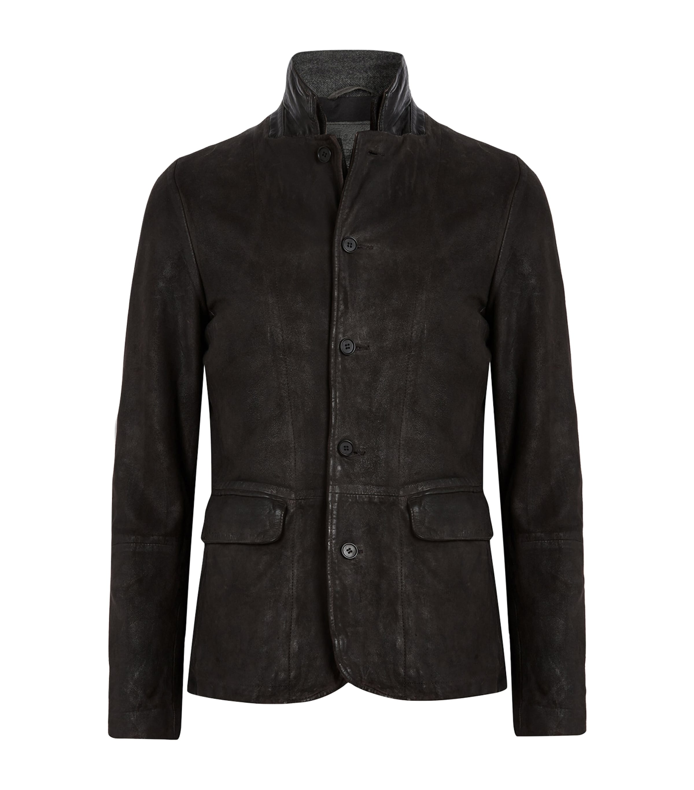 Shop Allsaints Leather Survey Blazer In Grey