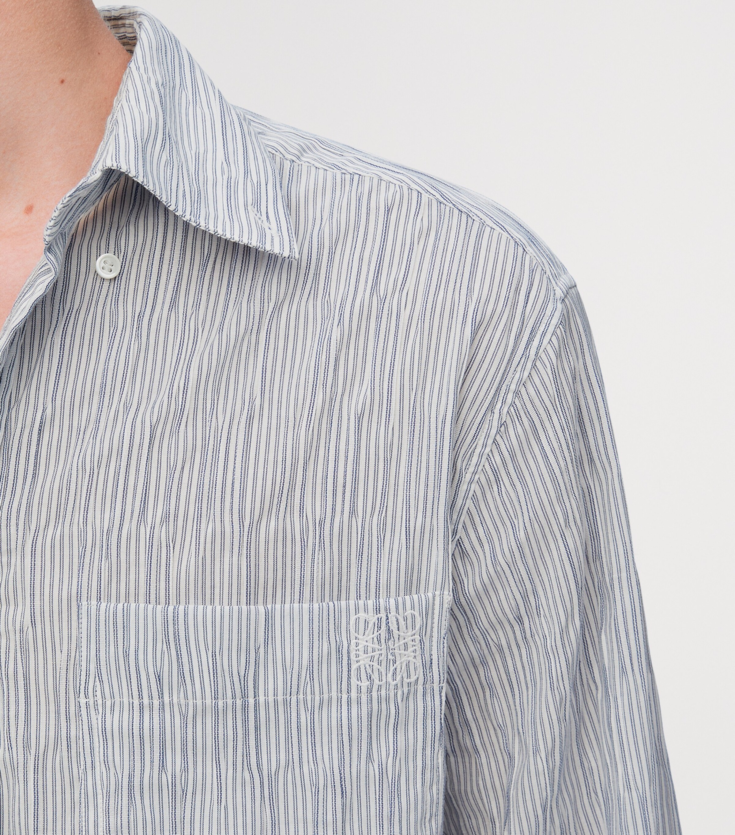 x Paula's Ibiza Cotton-Blend Anagram Shirt BLUE/WHITE Image 5