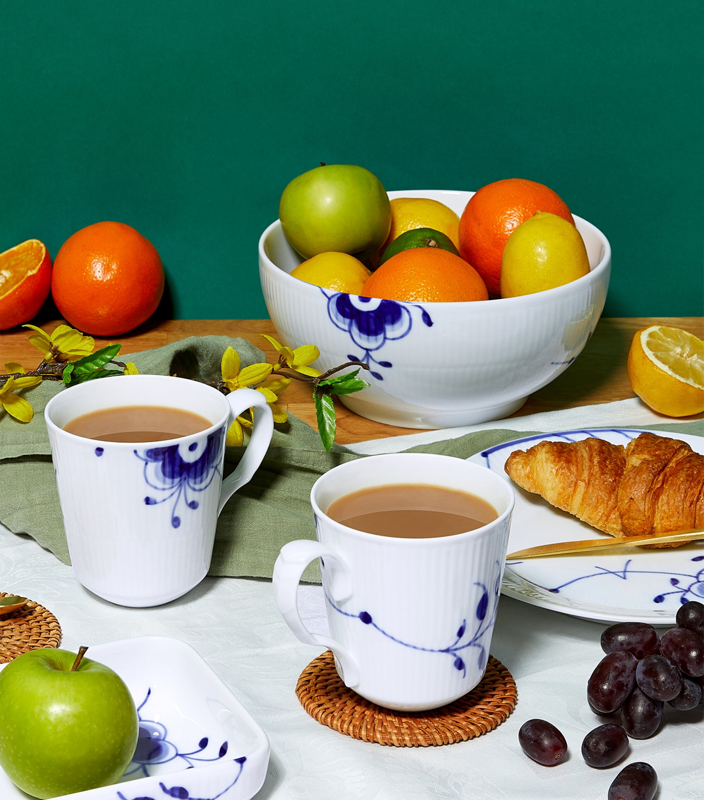 Royal Copenhagen Set of 2 Blue Fluted Mega Mugs (370ml) | Harrods US