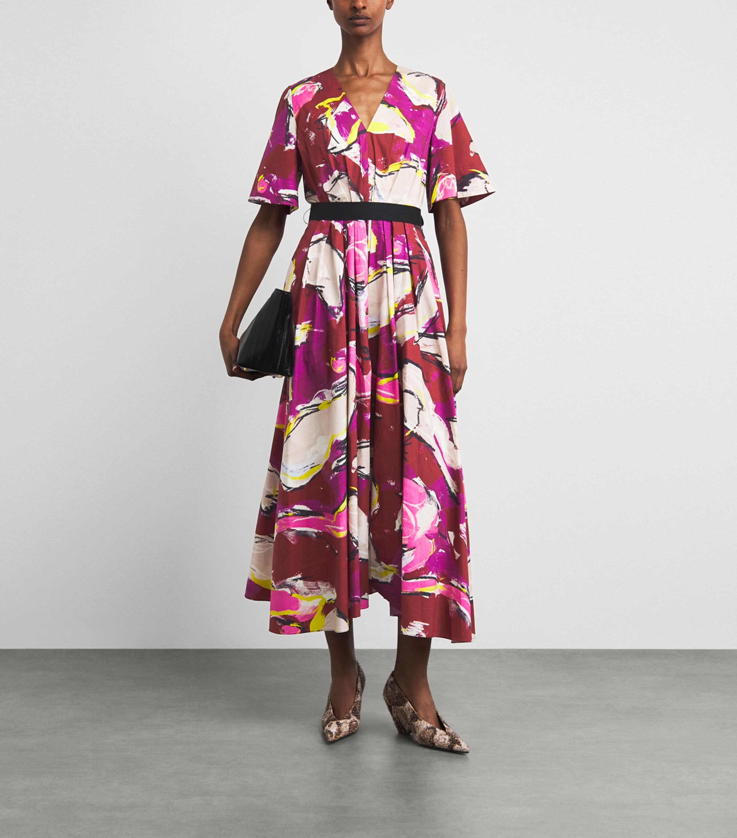 Roksanda Womens Cotton Printed Sana Midi Dress Brushburgundy Image 2