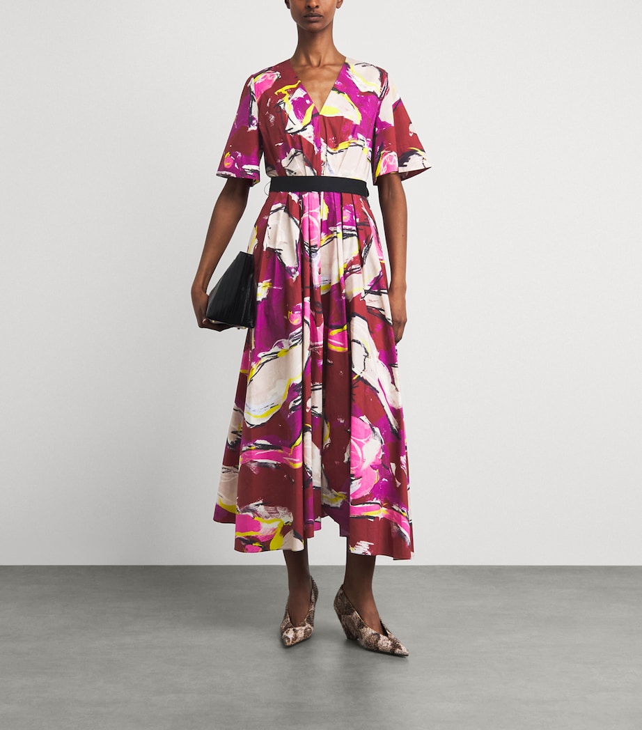 Roksanda Womens Cotton Printed Sana Midi Dress Brushburgundy Image 2