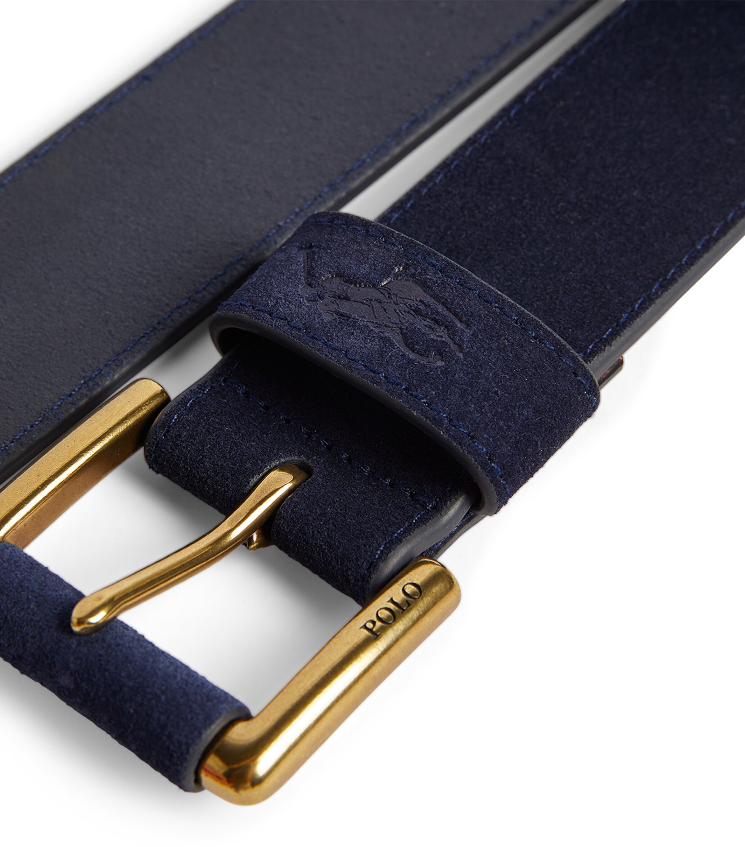Suede Debossed Polo Pony Belt NAVY Image 7