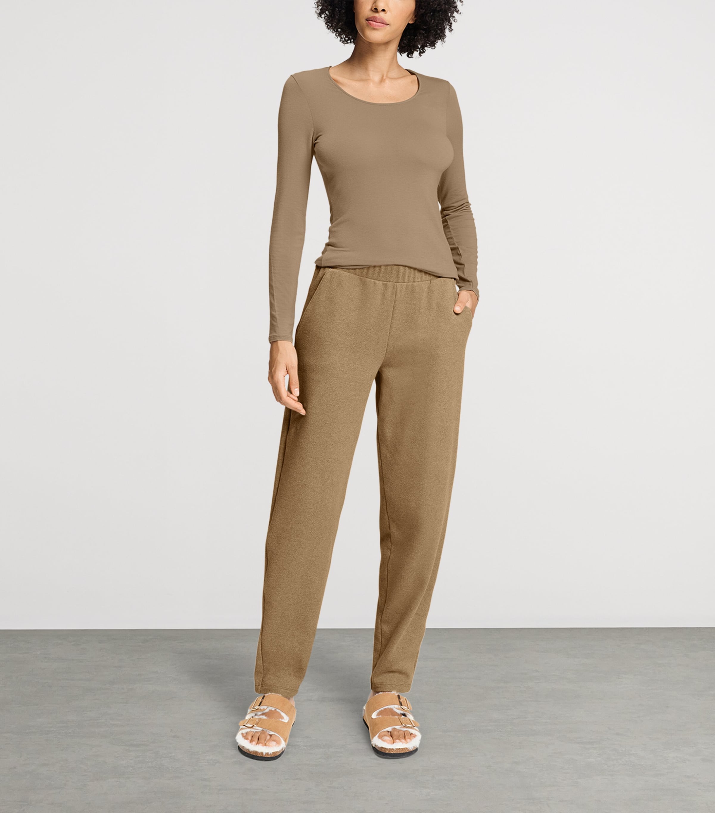 Hanro Womens Cotton-Blend Easy Wear Trousers Desert Clay Image 2