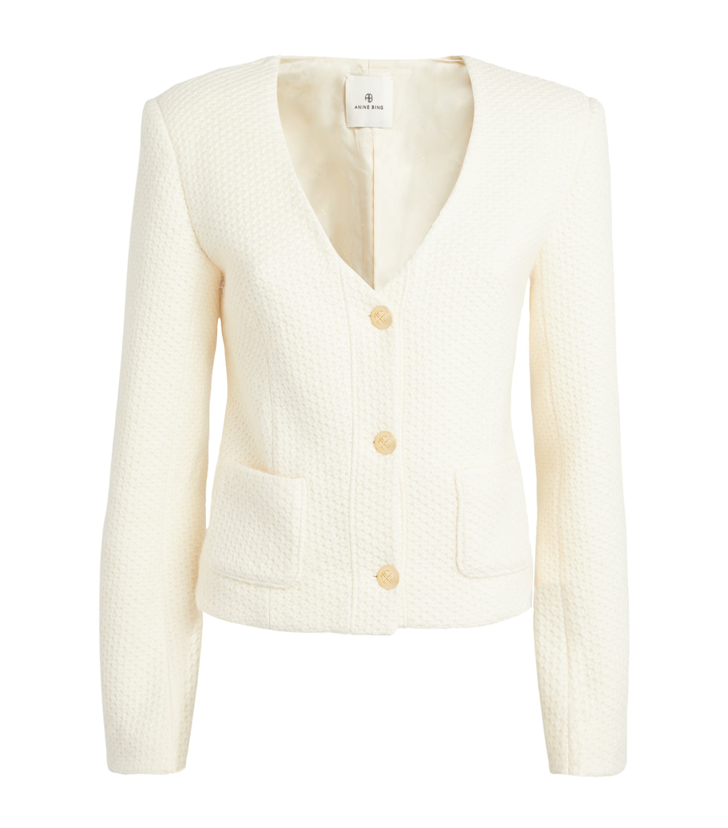 Shop Anine Bing Woven Anitta Jacket In White