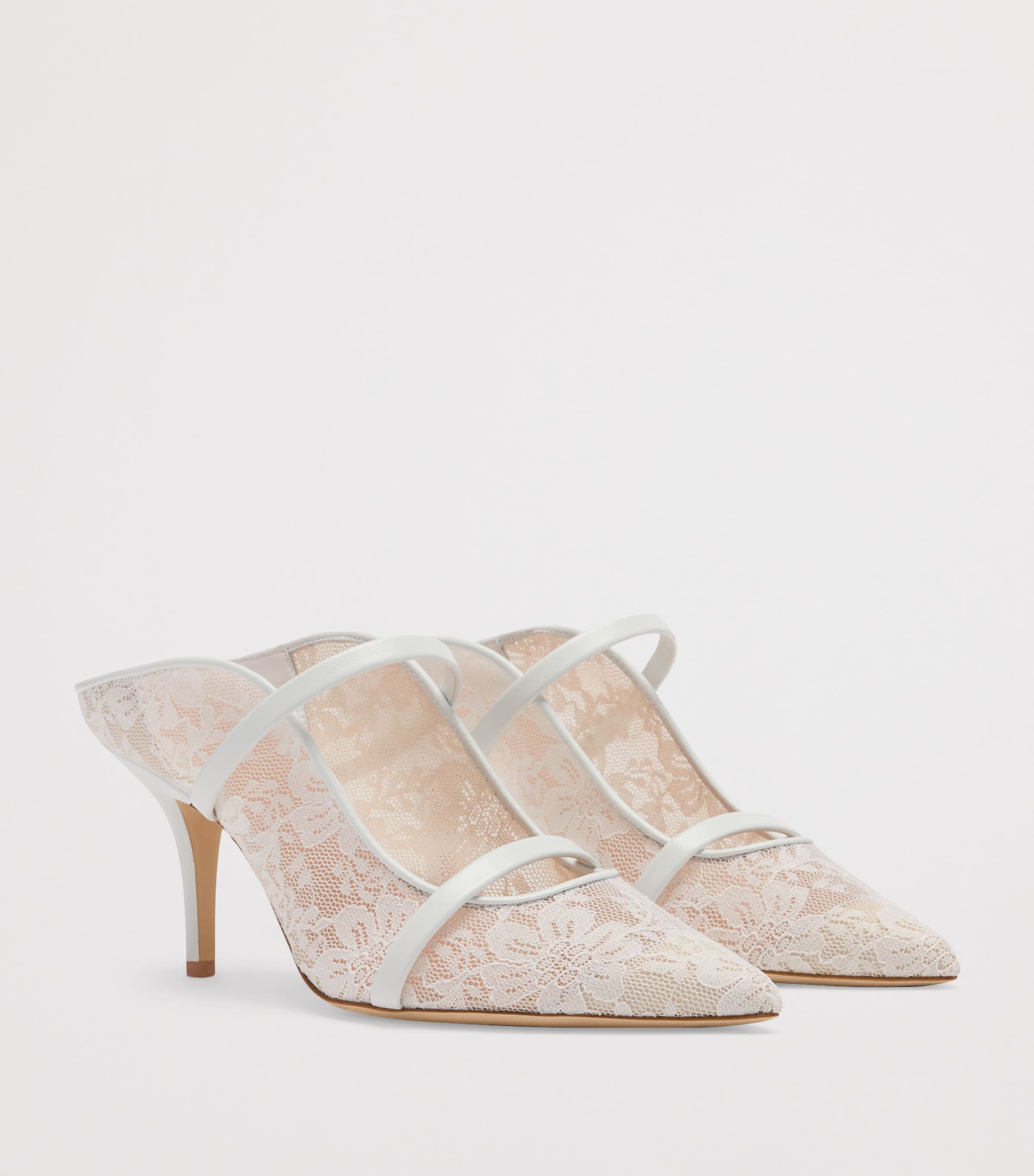 Lace Maureen Mules 70 WHITE Image 3