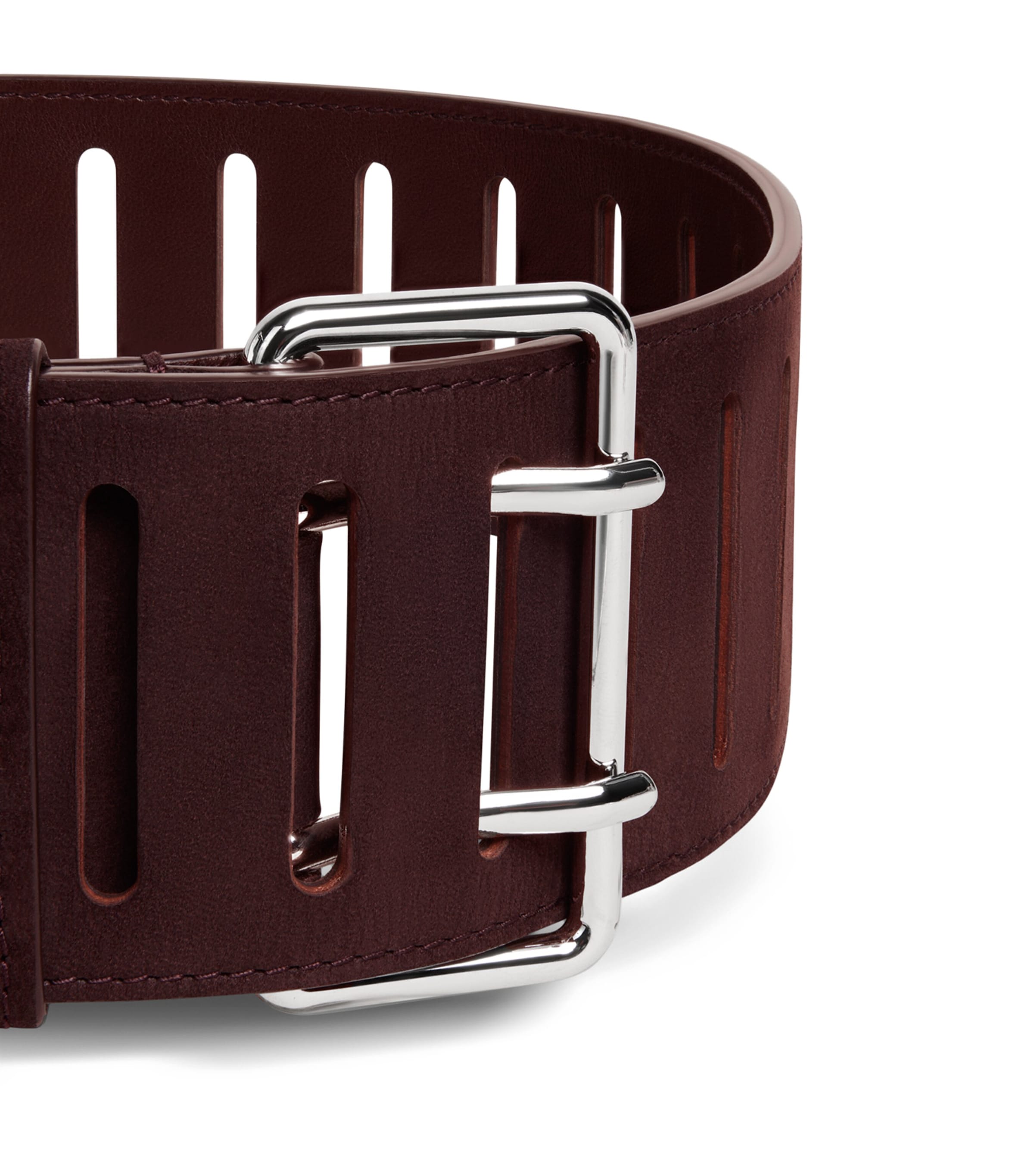 Alaïa Leather Rectangular Buckle Belt Bordeaux Image 3