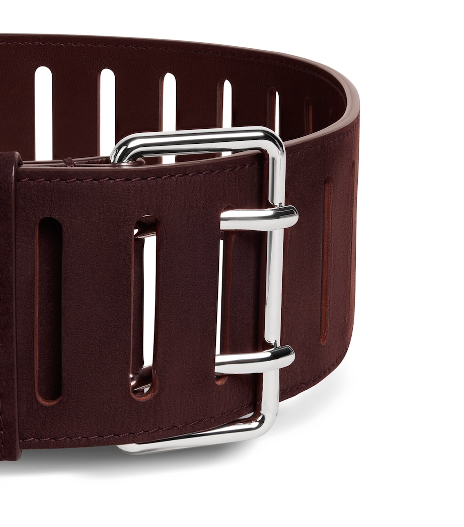 Alaïa Leather Rectangular Buckle Belt Bordeaux Image 3