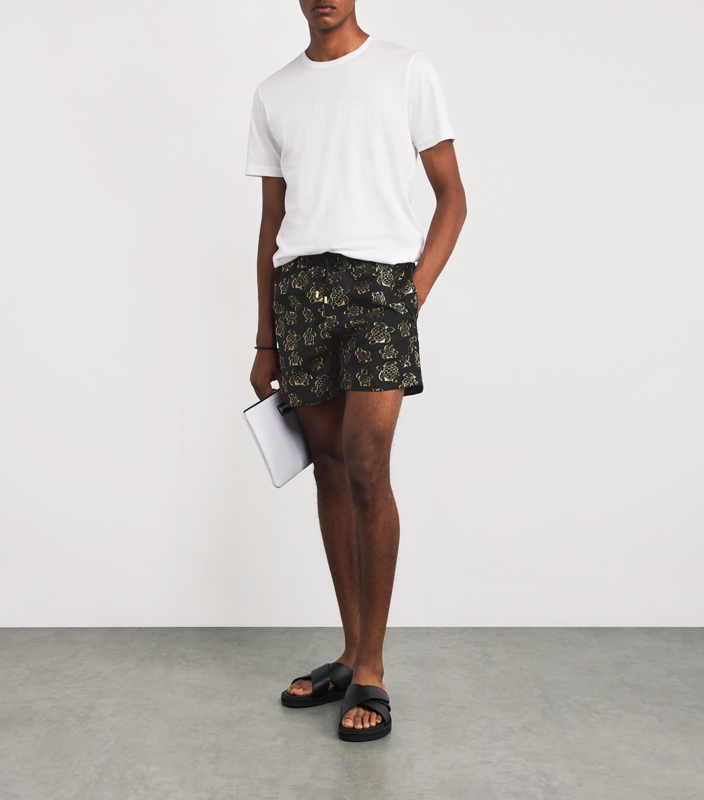 Turtle Embroidered Moopea Swim Shorts 990-BLACK Image 2