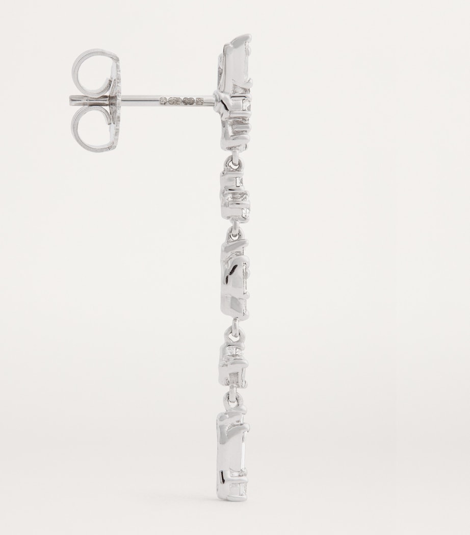 White Gold and Diamond Classic Sparkler Drop Earrings 18K WG/WD Image 4