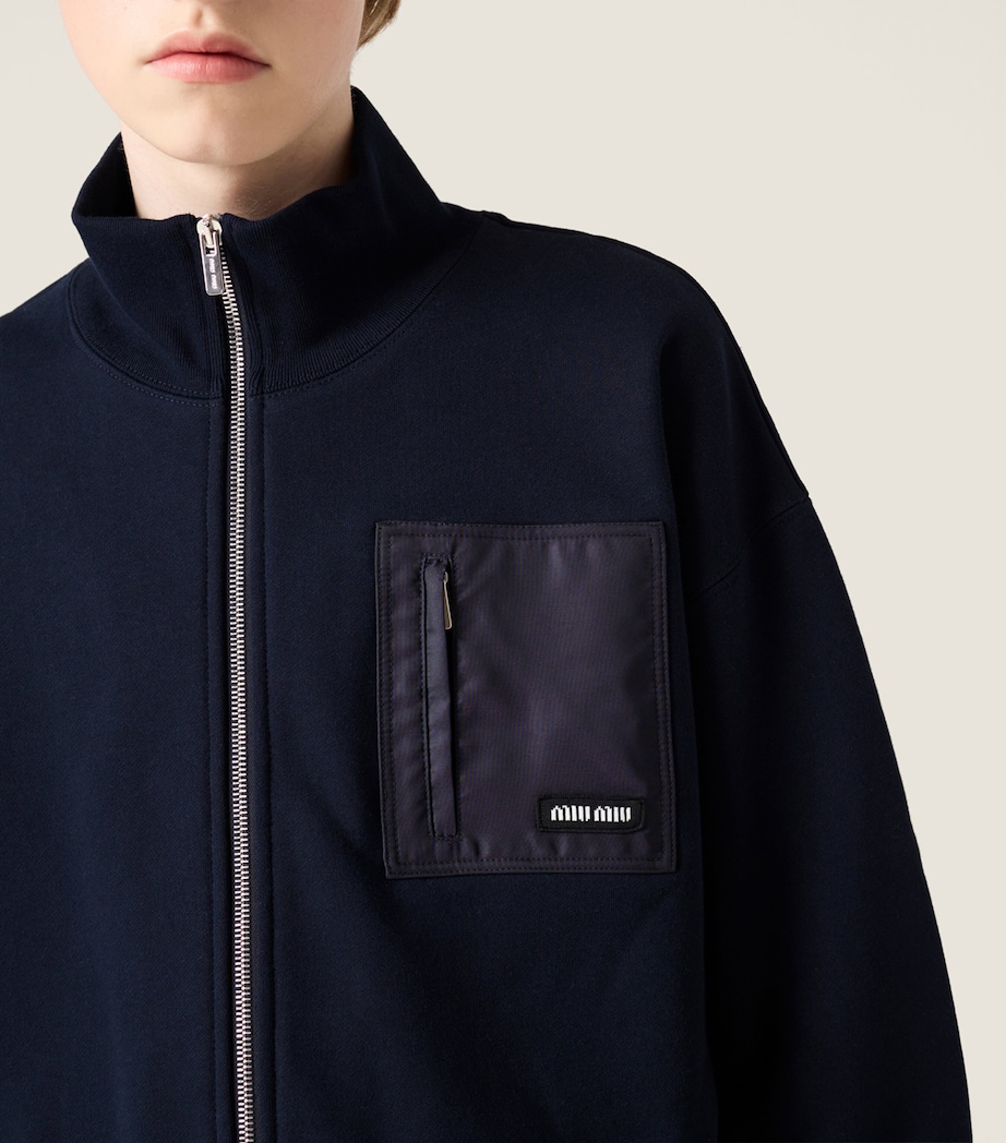 Miu Miu Womens Cotton Logo Zip-Up Sweatshirt Image 4