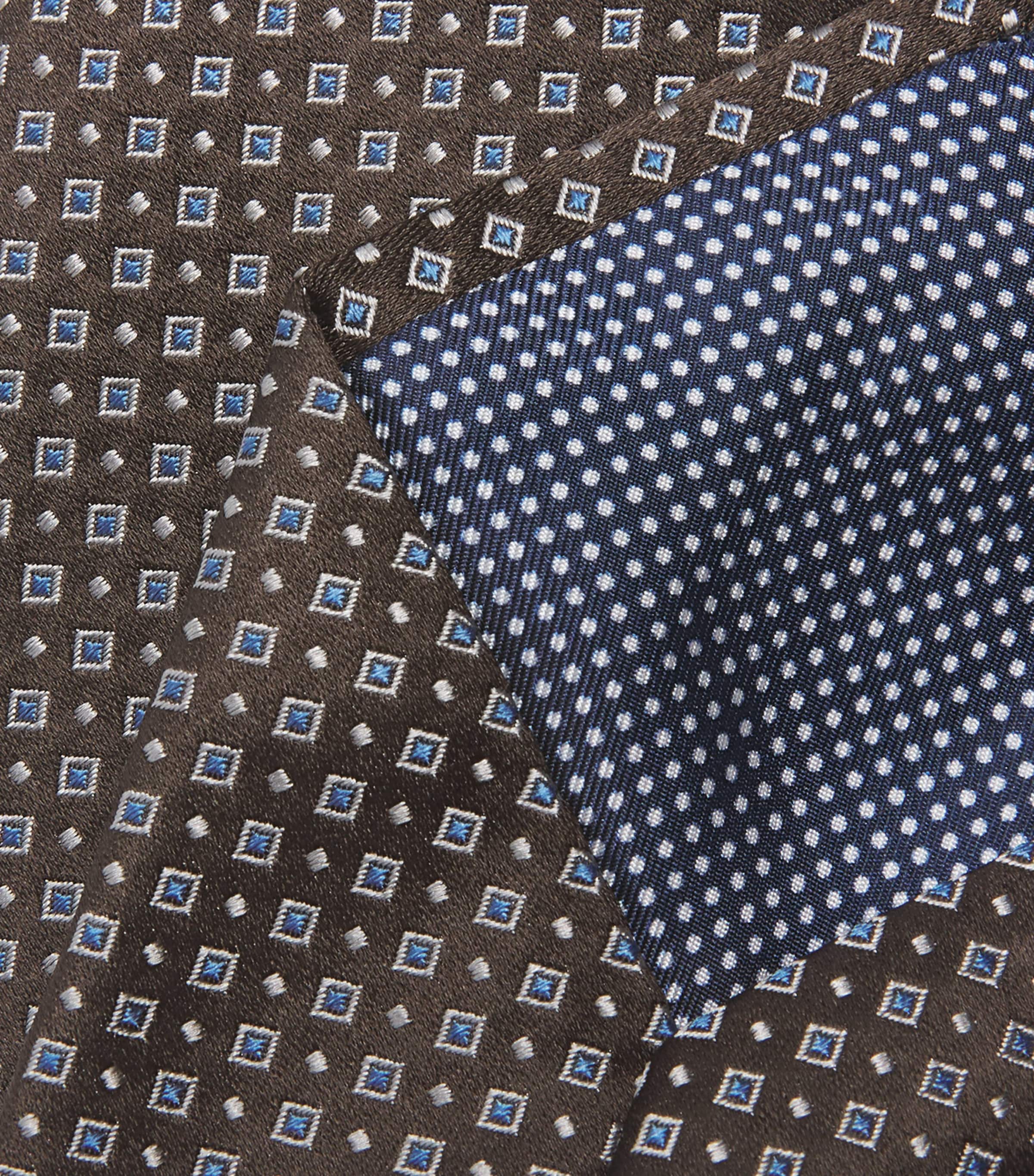 Eton Silk Geometric Tie Brown Image 3