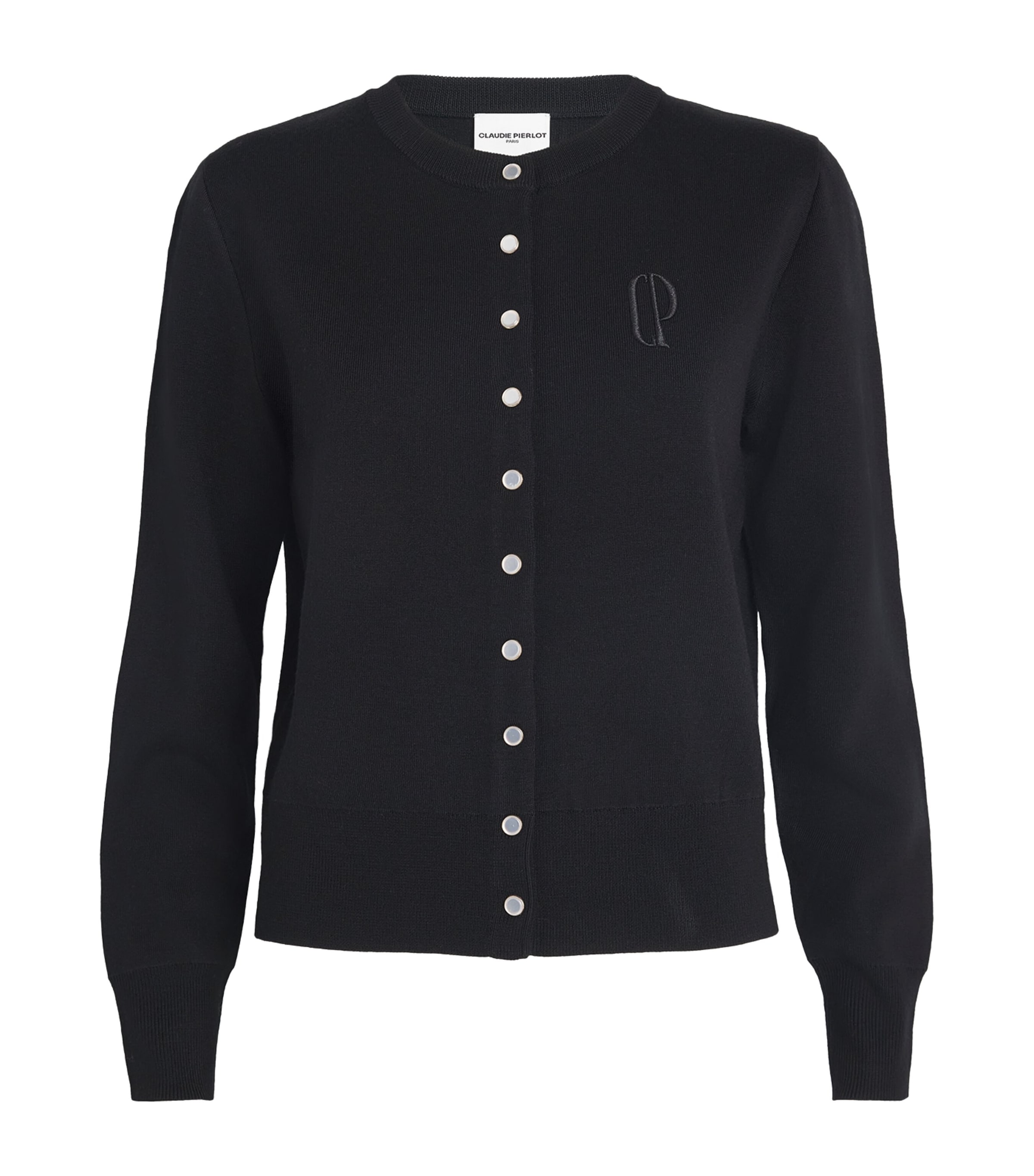 Claudie Pierlot Wool-blend Embroidered Cardigan In Black