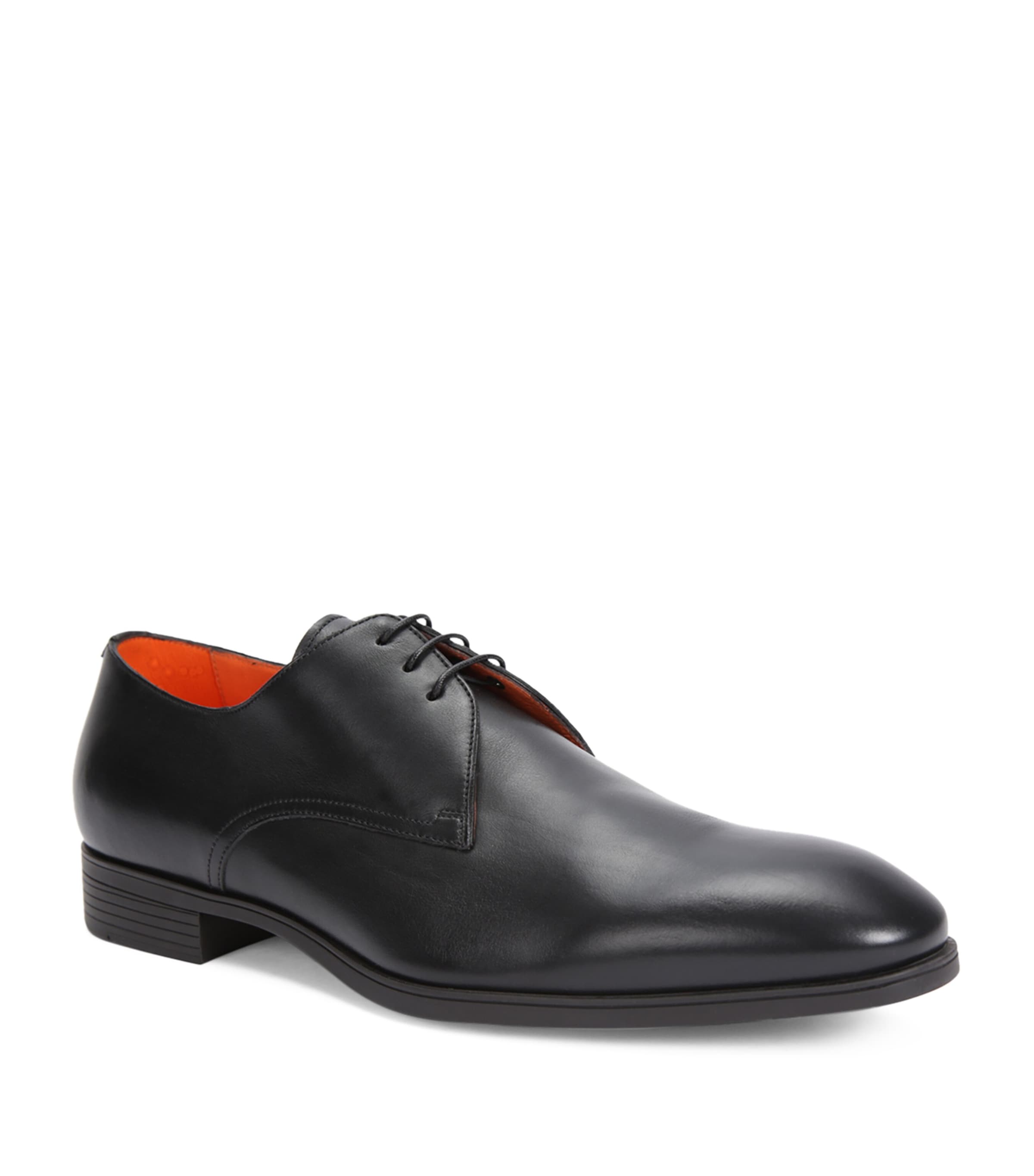 Santoni Leather New Simon Oxford Shoes In Black