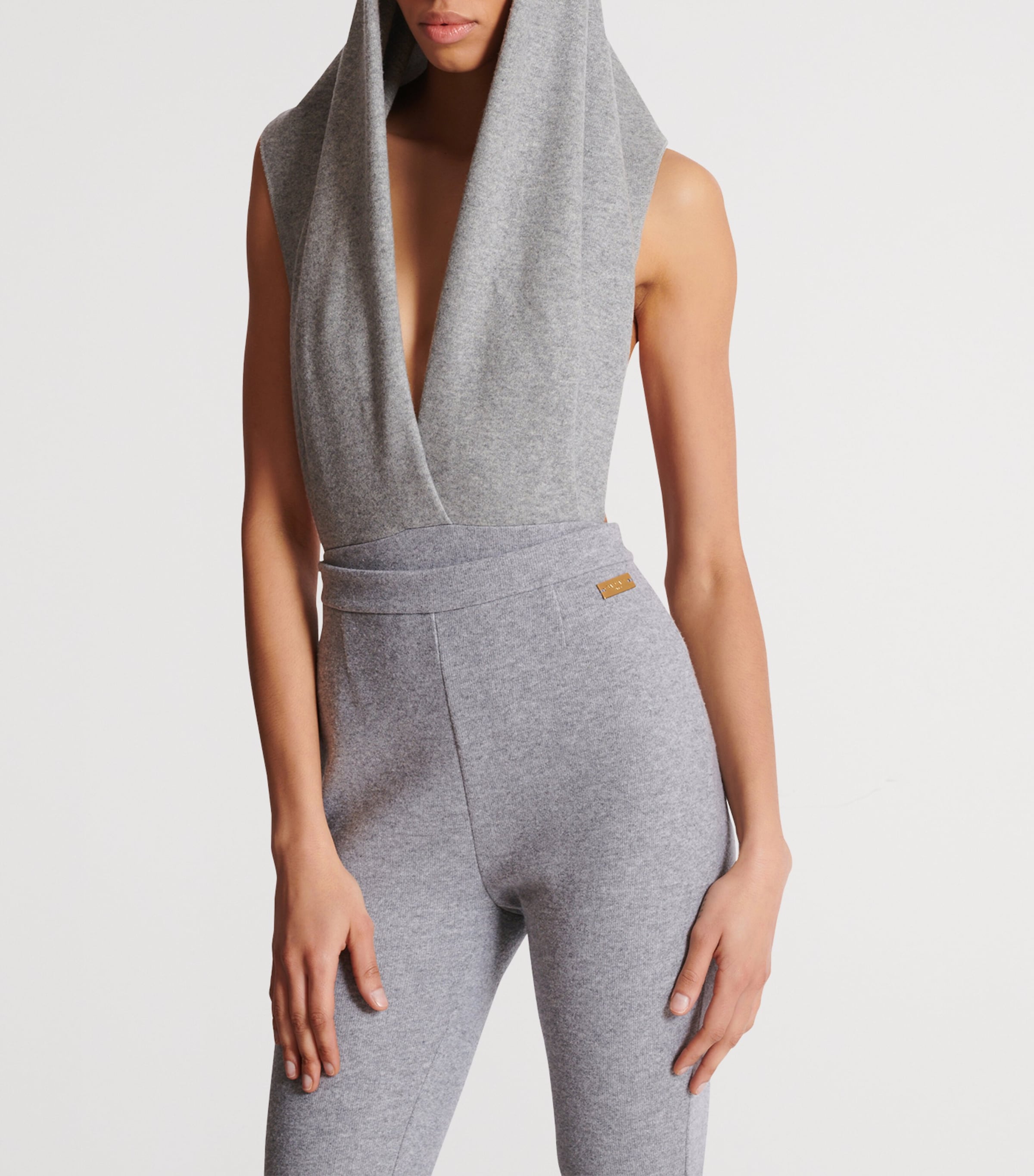 Draped Hooded Bodysuit 9AD GRIS CHIN ECLAIR Image 5