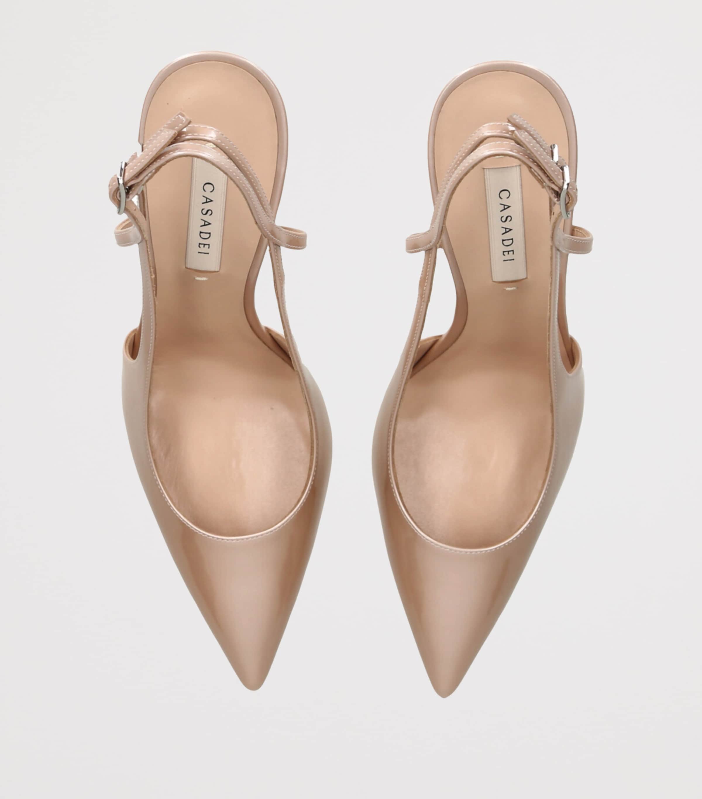 Casadei Patent Leather Julia Jolly Slingback Heels 100 Beige Image 4