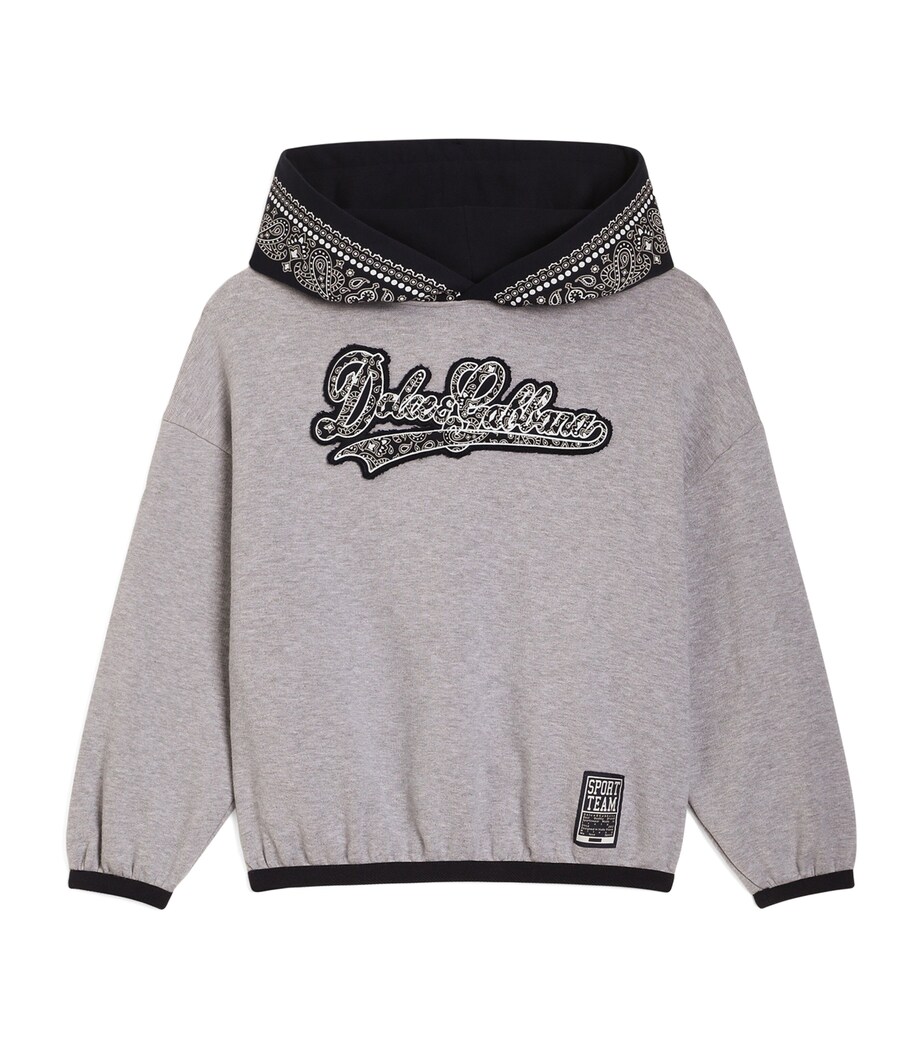 Dolce&Gabbana Kids Cotton Bandana Print Hoodie (8-14 Years) Combined Colou Image 1