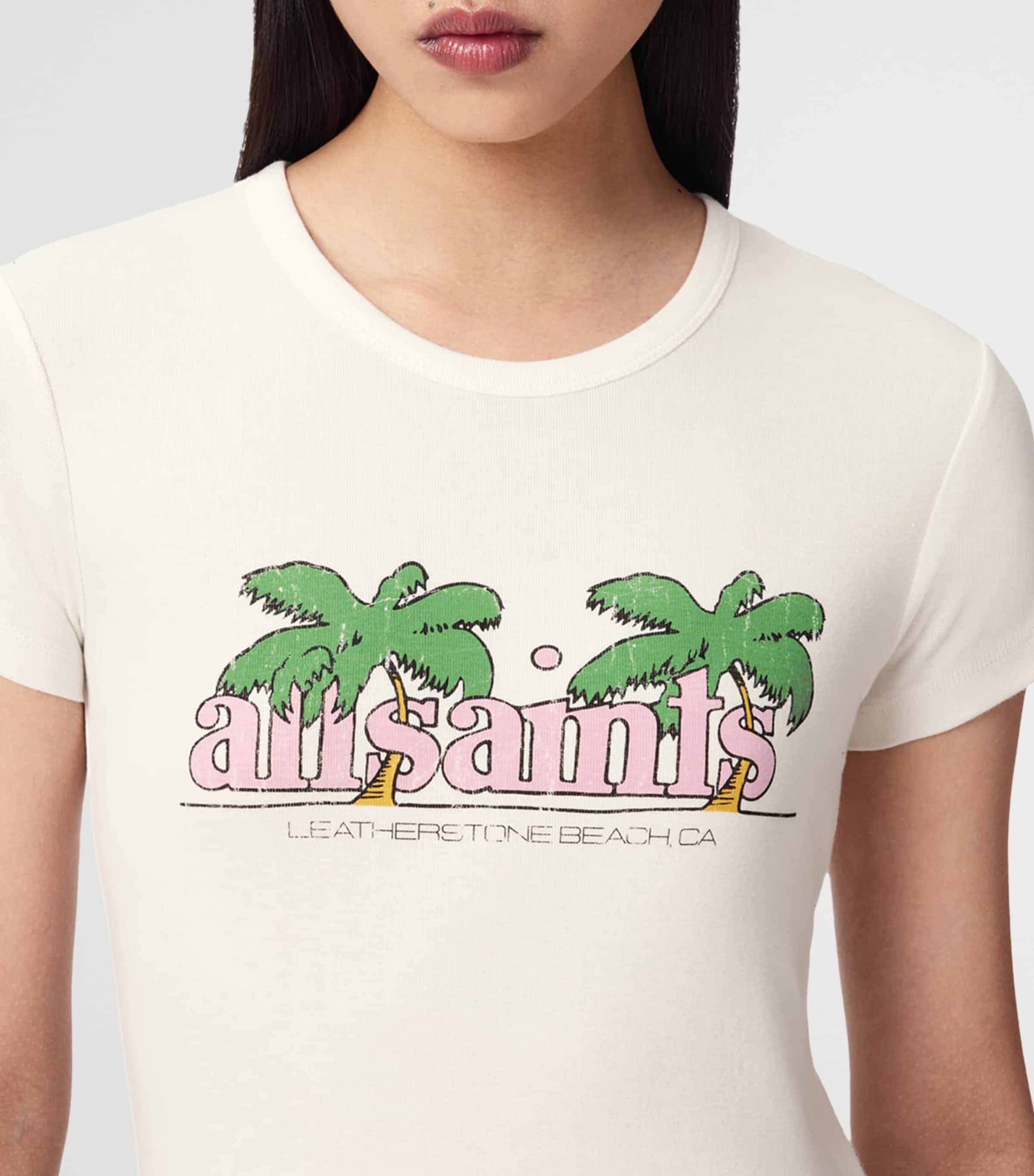 AllSaints Womens Organic Cotton Troppo Stevie T-Shirt Chalk White Image 5