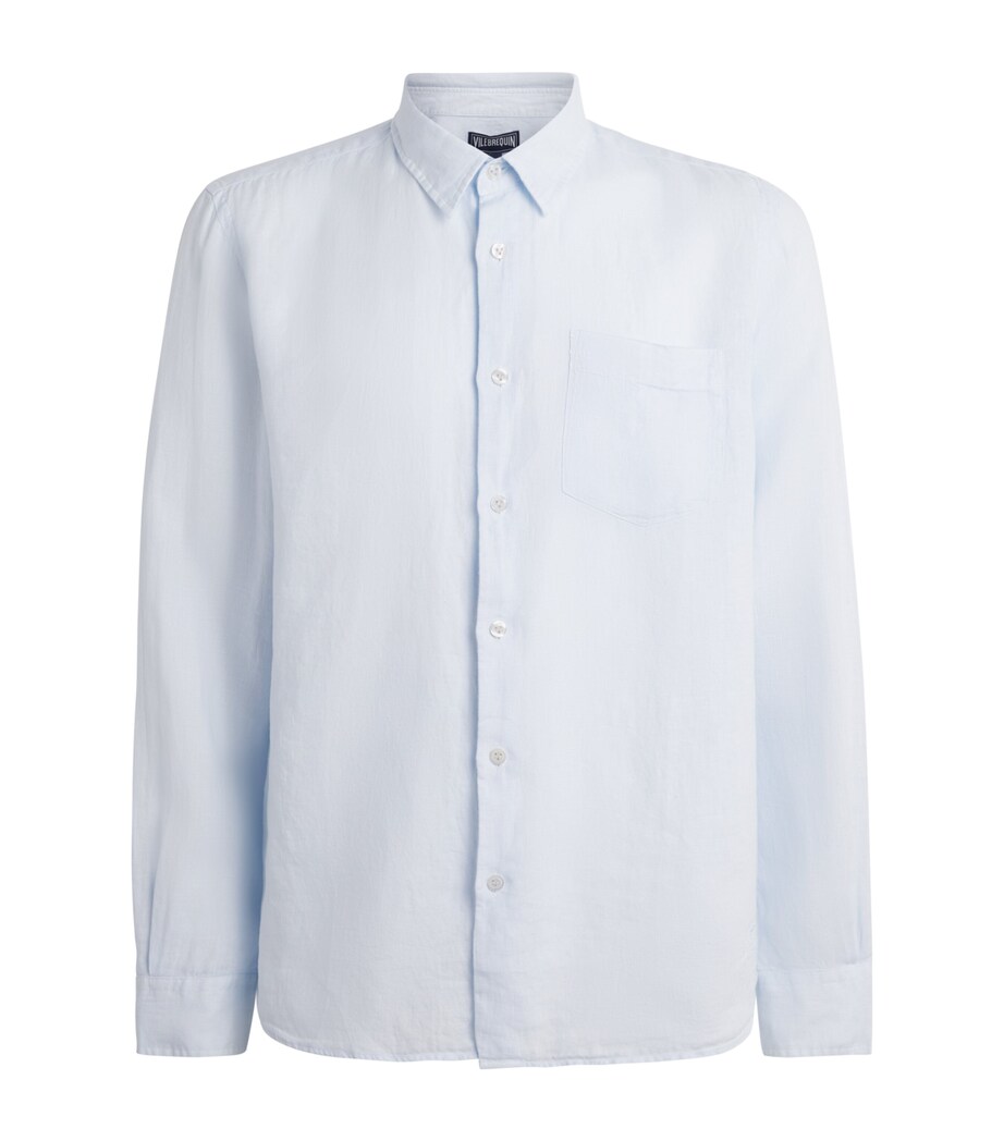 Vilebrequin Mens Linen Shirt Bleu Ciel Image 1