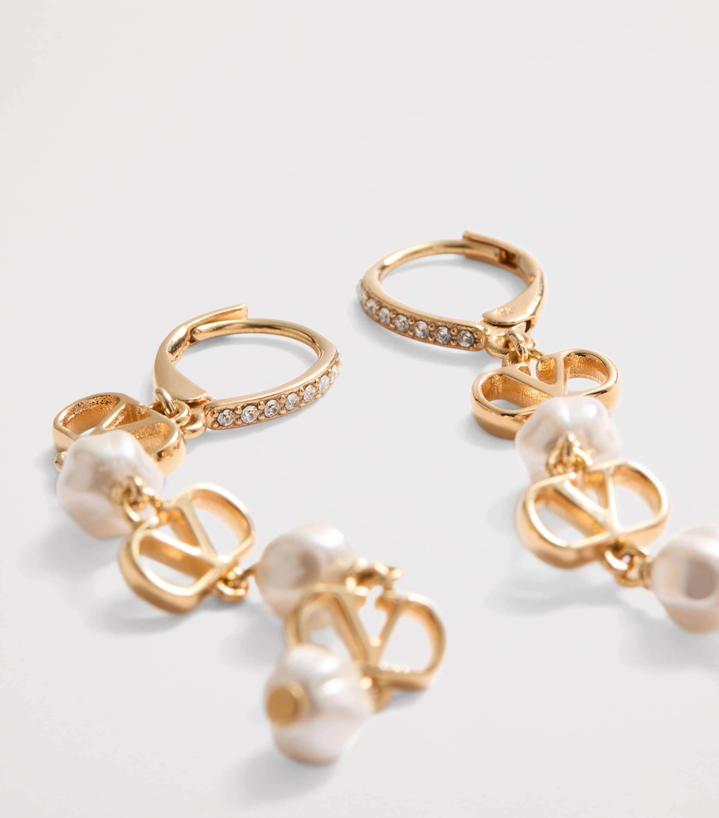 Valentino Garavani Faux Pearl VLogo Signature Drop Earrings Cnp Image 3