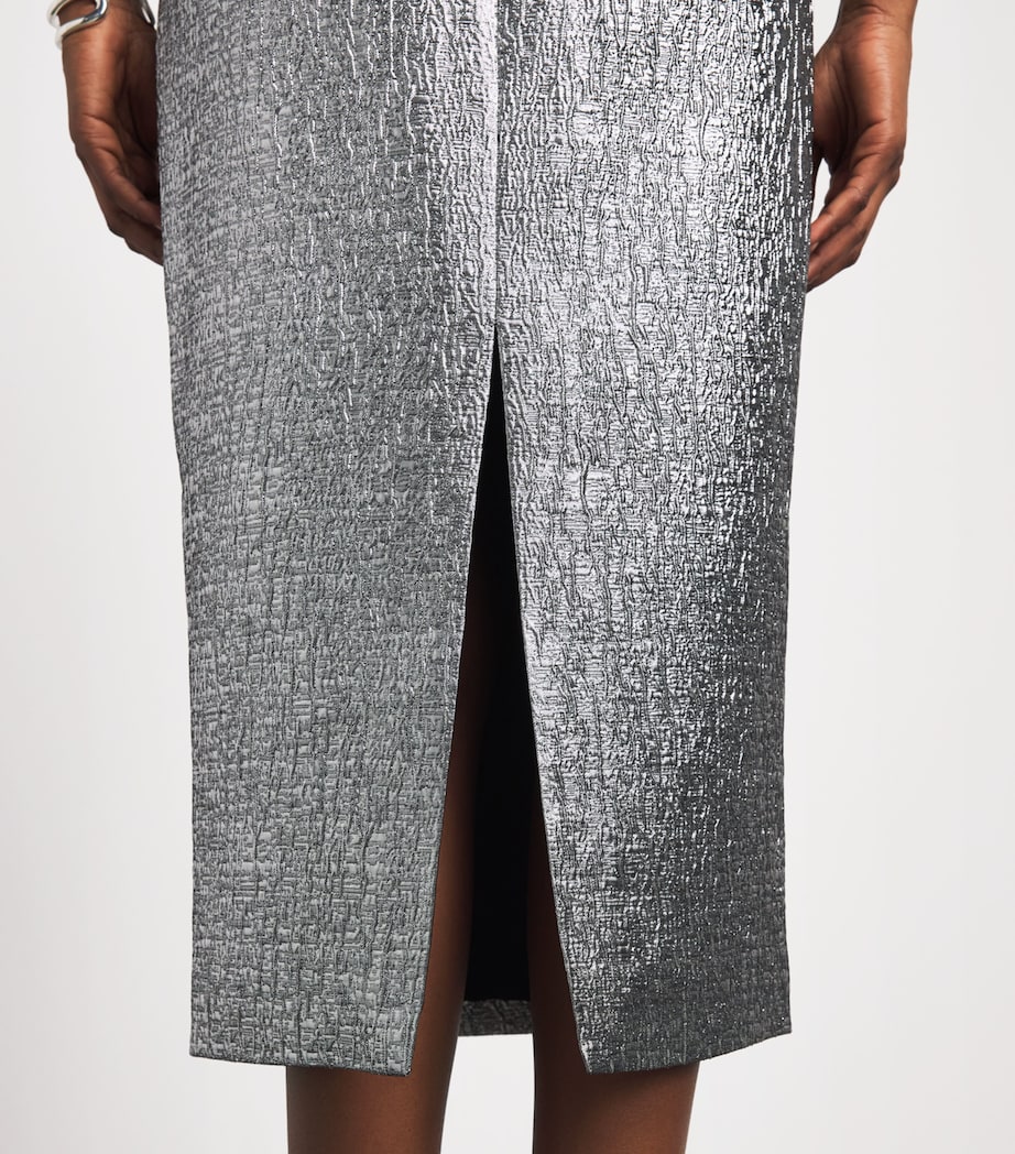 Roland Mouret Womens Metallic Jacquard Midi Dress Silver Image 3