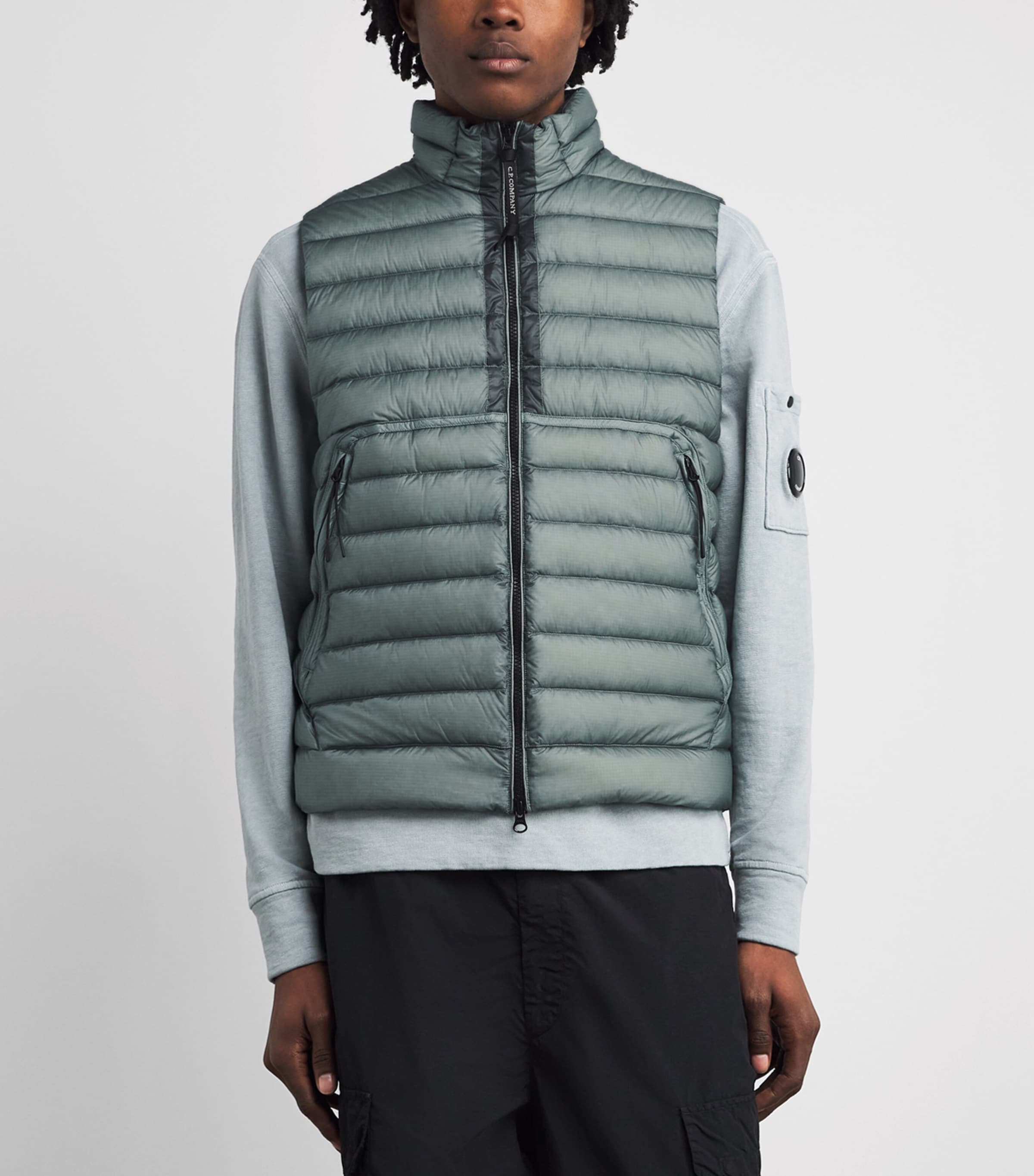 C.P. Company Mens D.D. Shell Quilted Down Gilet Silver Blue Image 4
