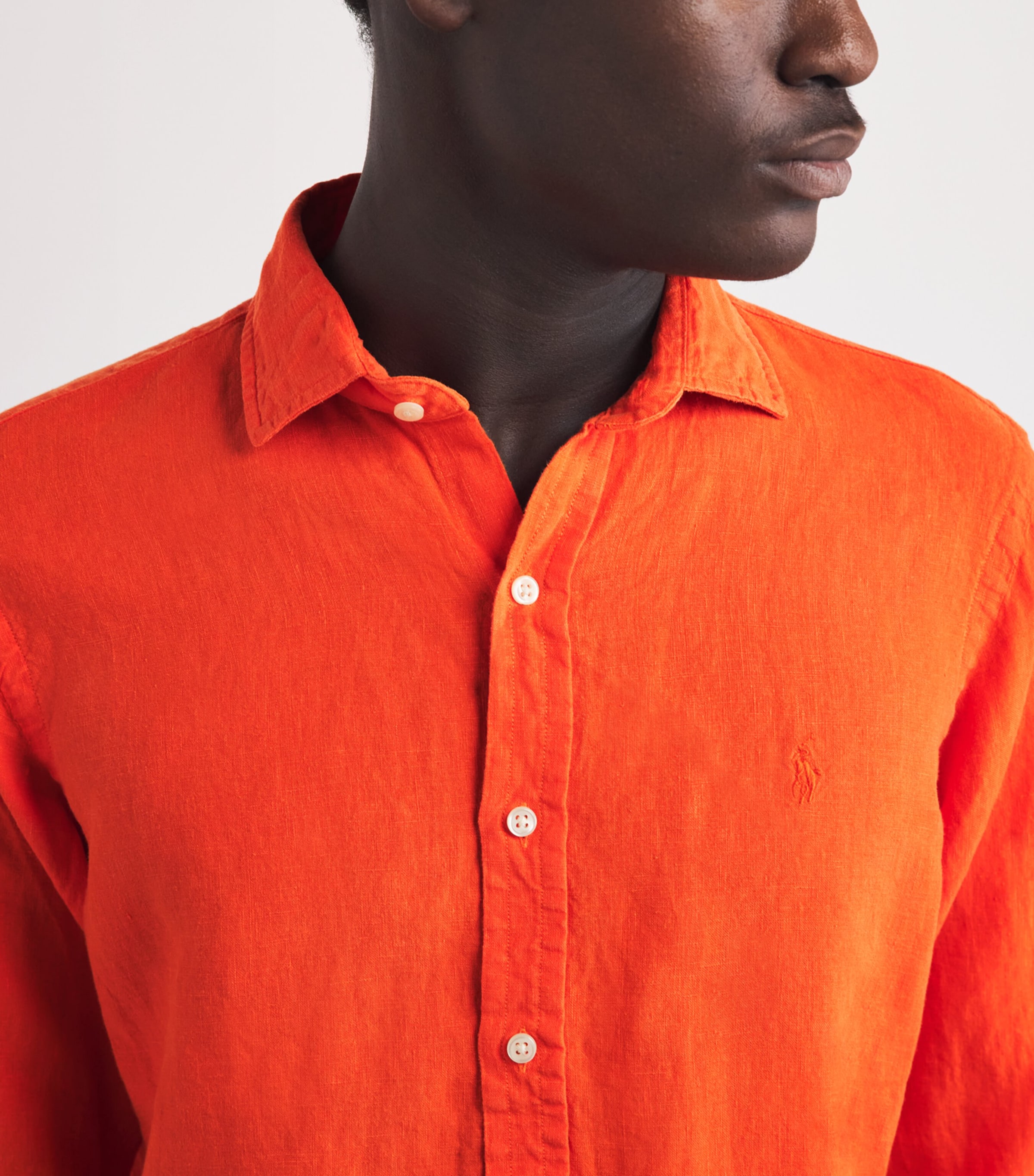 Polo Ralph Lauren Mens Linen Custom-Fit Shirt Sailing Orange Image 3