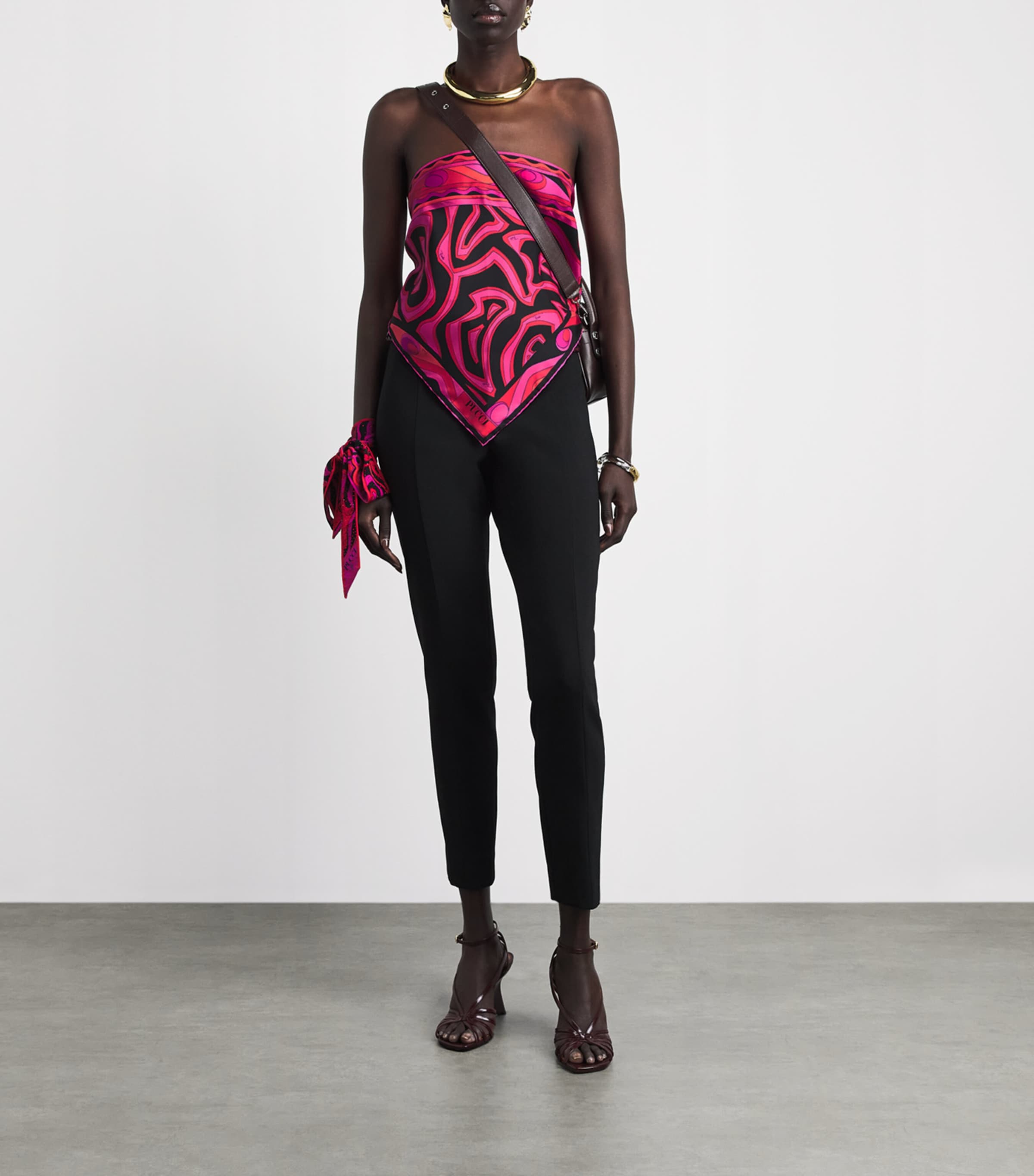 PUCCI Womens Silk Printed Bandeau Top Image 2