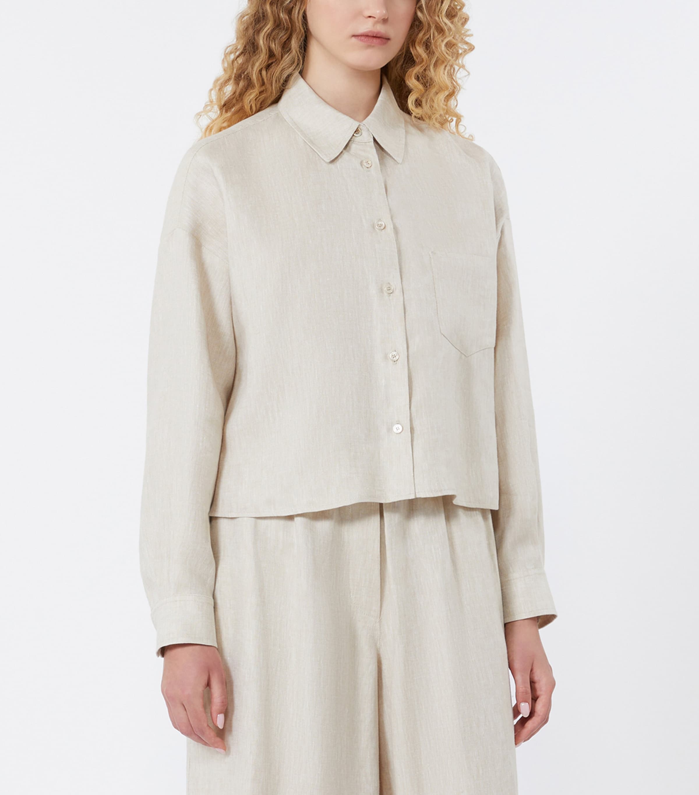 Weekend Max Mara Womens Linen Shirt Jacket Ecru Image 3