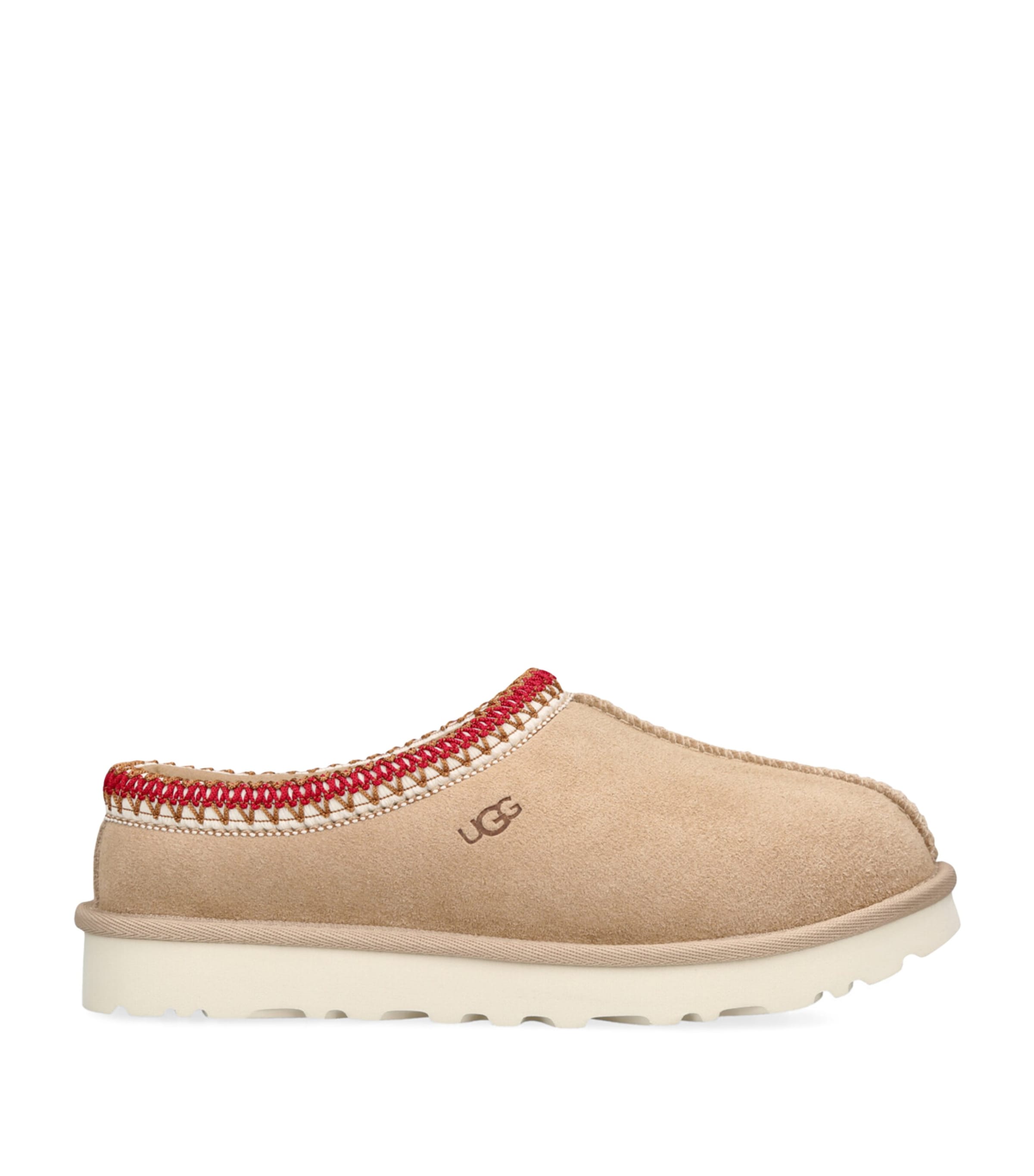 Shop Ugg Suede Tasman Slippers In Beige