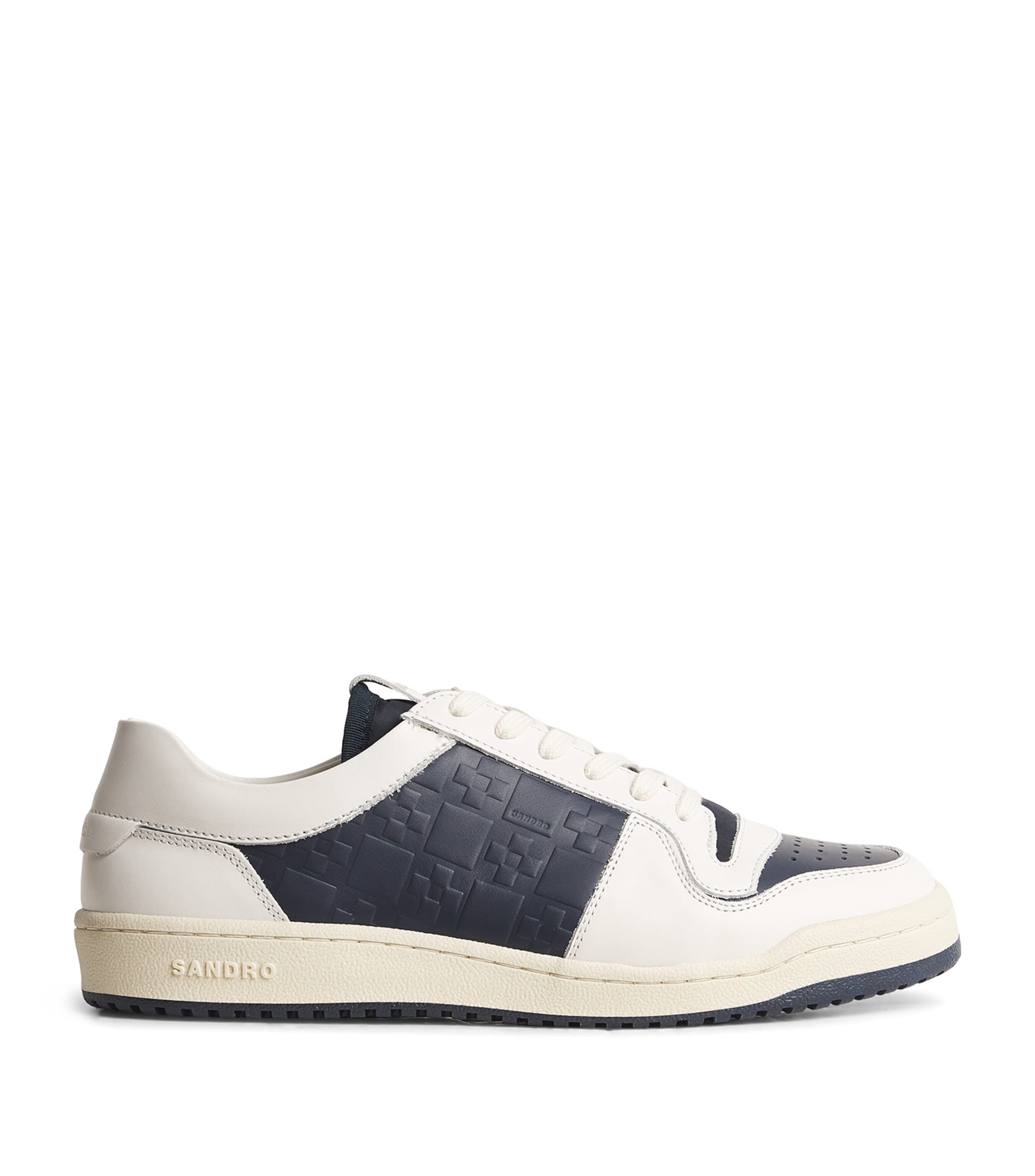 Sandro Leather Cross Sneakers In Blue