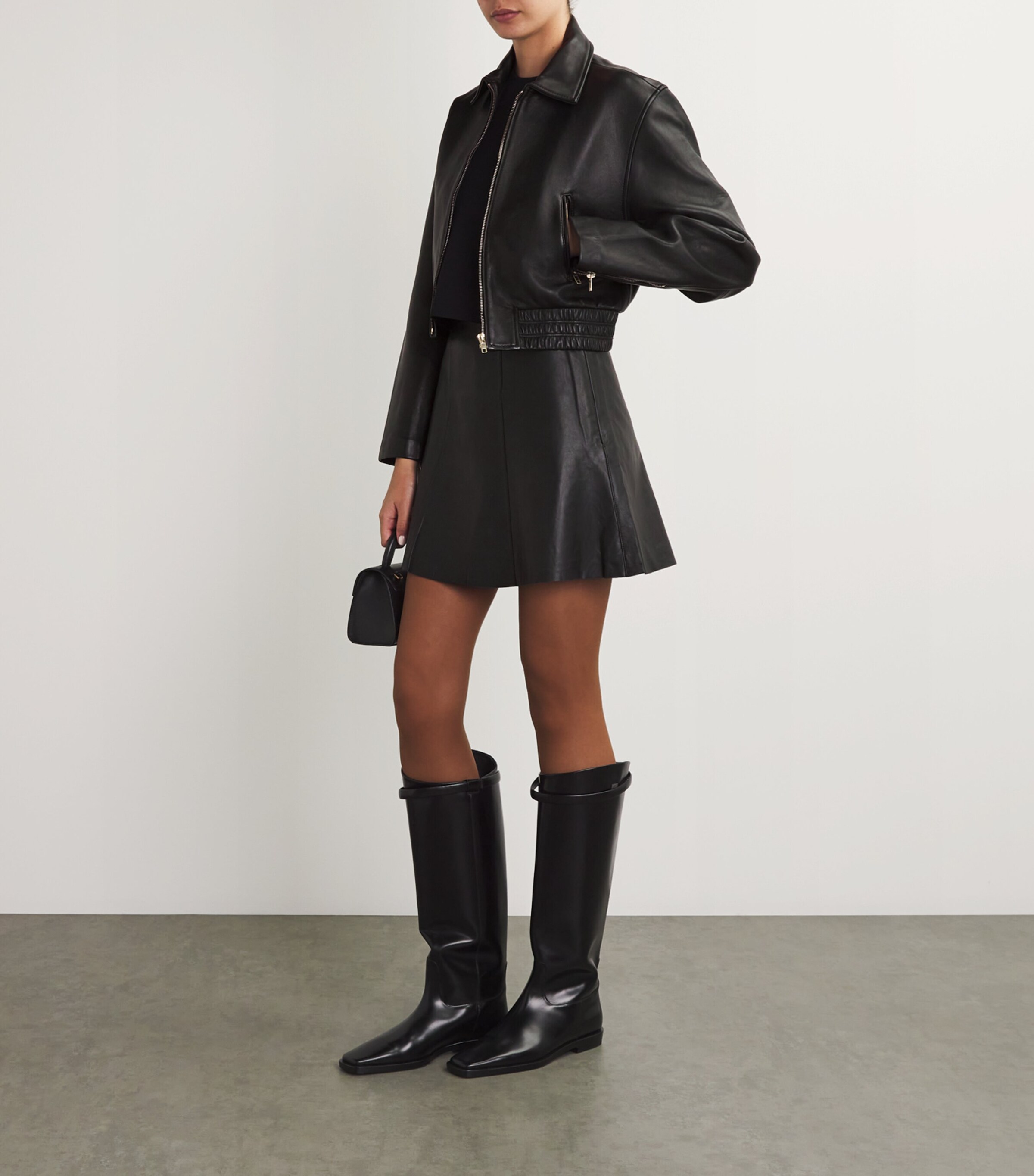 Leather Biker Jacket BLACK Image 2