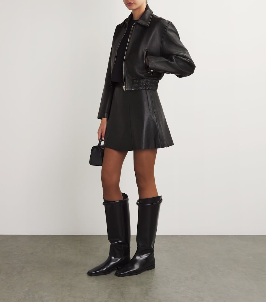 Leather Biker Jacket BLACK Image 2