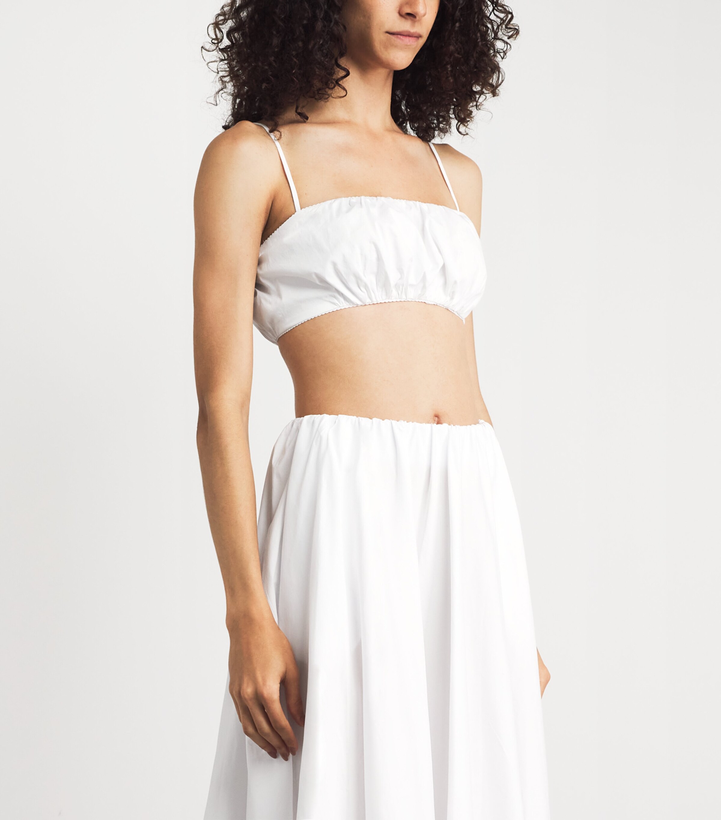 STAUD Womens Stretch-Cotton Fiore Crop Top White Image 4