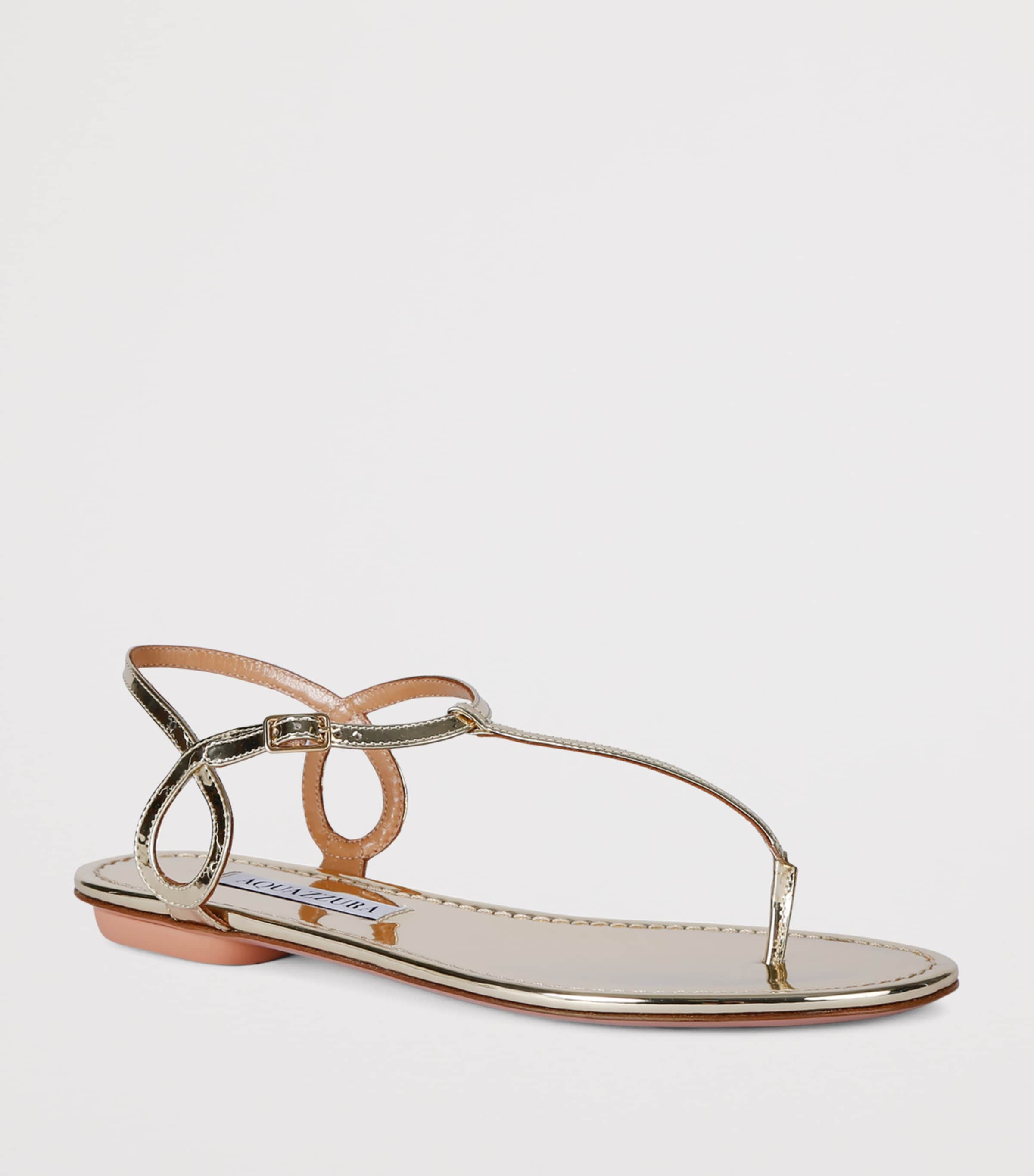 Aquazzura Metallic Leather Almost Bare Sandals Gold Image 3