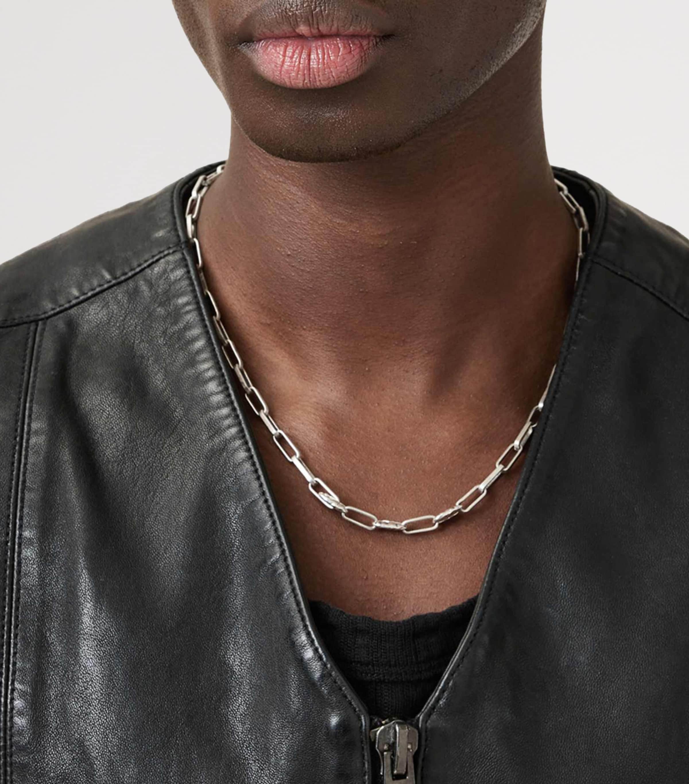AllSaints Mens Leather Davies Waistcoat Black Image 6