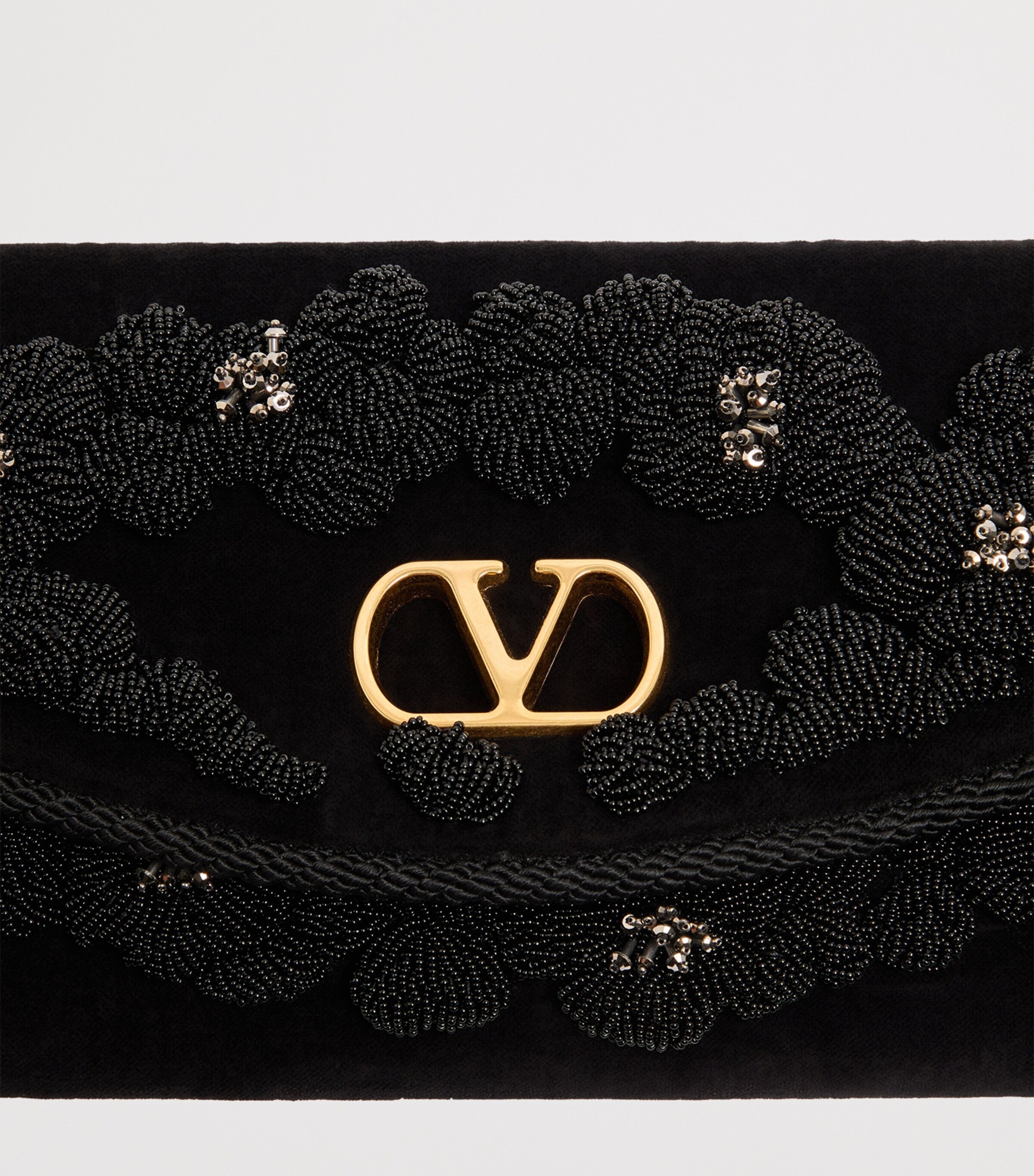 Valentino Garavani Black Small Embellished DeVain Shoulder Bag Valentino Garavani Black Small Embellished DeVain Shoulder Bag
