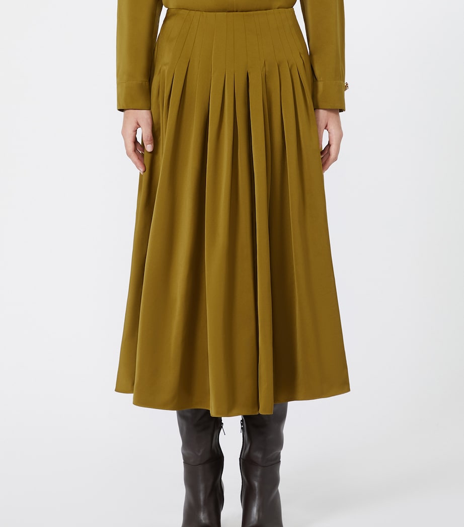 Max Mara Womens Pleated Midi Skirt Mustard Image 3