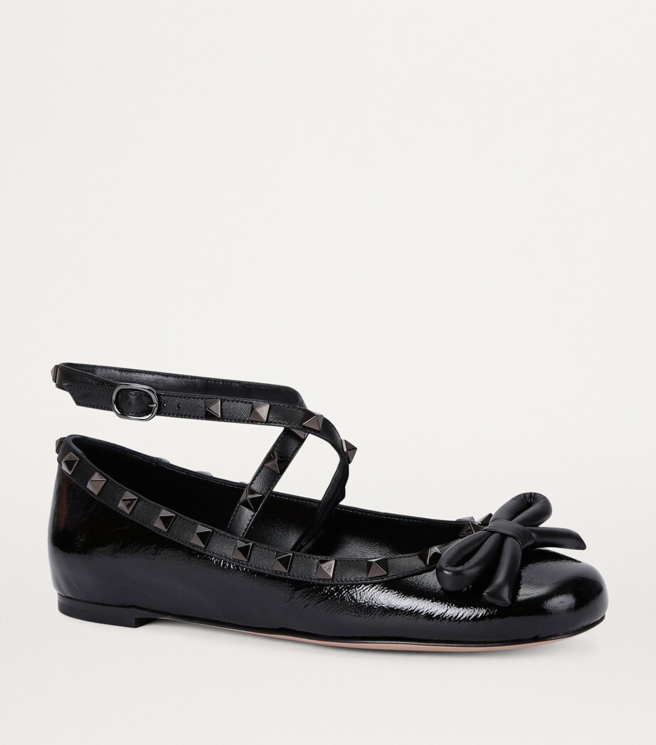 Leather Rockstud Ballet Flats BLACK Image 3