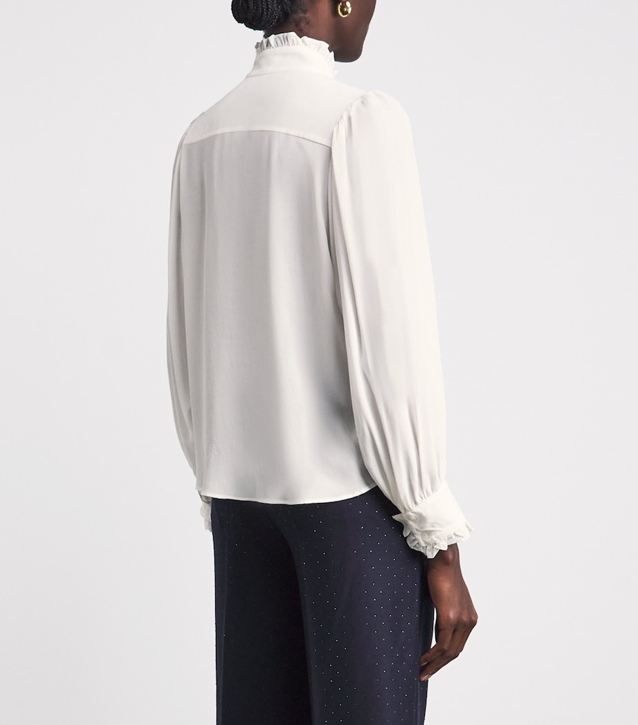 Sandro Paris Womens Silk Ruffle Blouse White Image 5