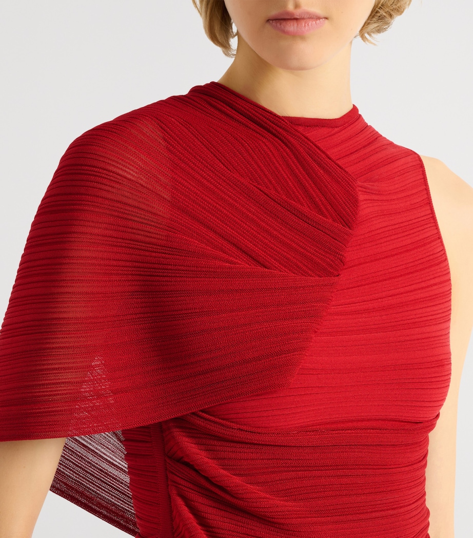 Balmain Womens Ruched Asymmetrical Top Rouge Carmin Image 5