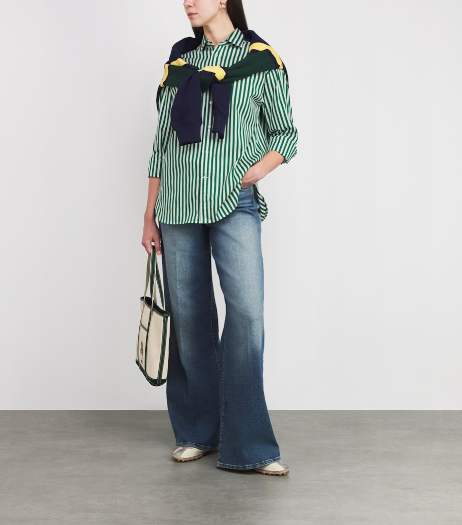 Cotton Oxford Stripe Shirt 1323D GREEN GRSS/WHT Image 2