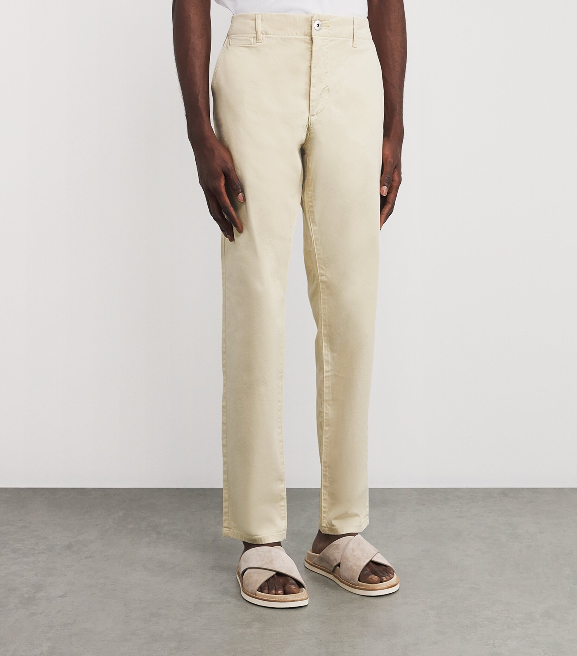 PAIGE Mens Cotton Danford Straight Chinos Cream Tusk Image 3