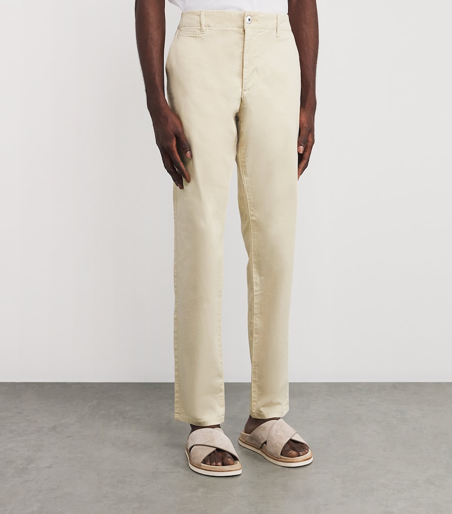PAIGE Mens Cotton Danford Straight Chinos Cream Tusk Image 3