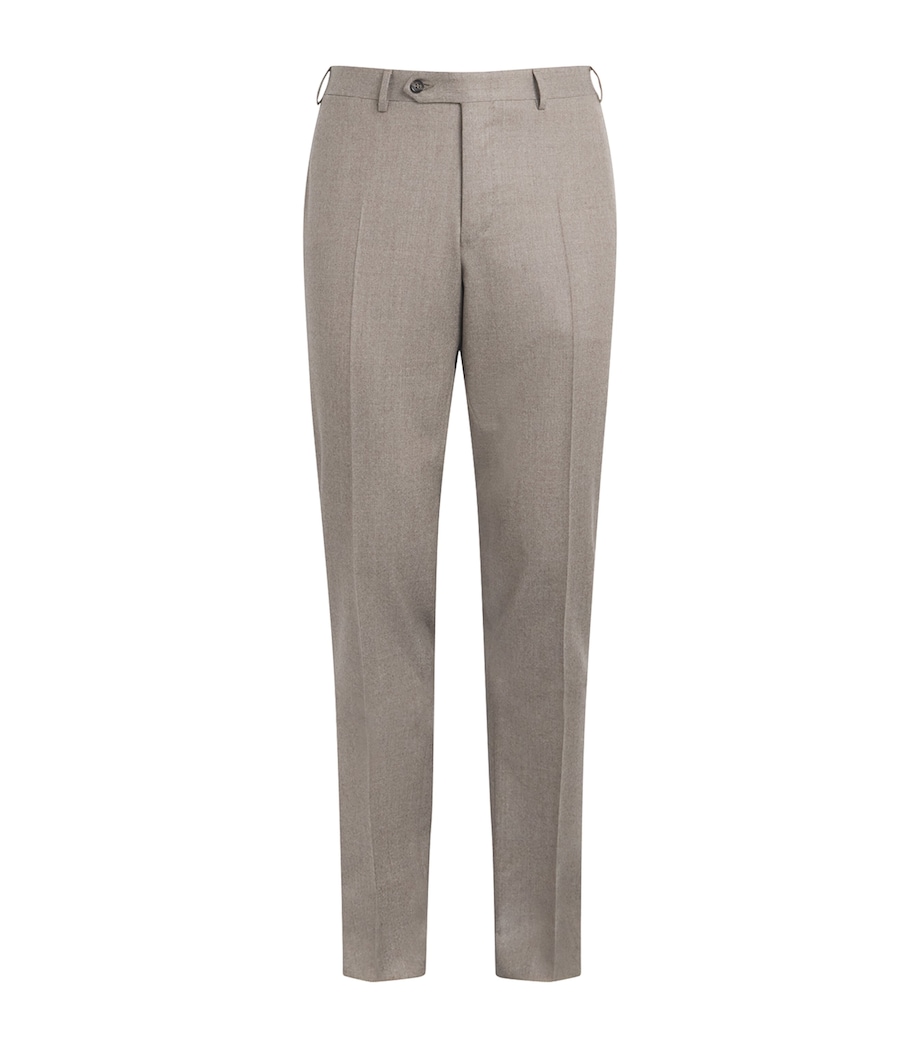 Canali Mens Wool Straight Trousers Grey Image 1
