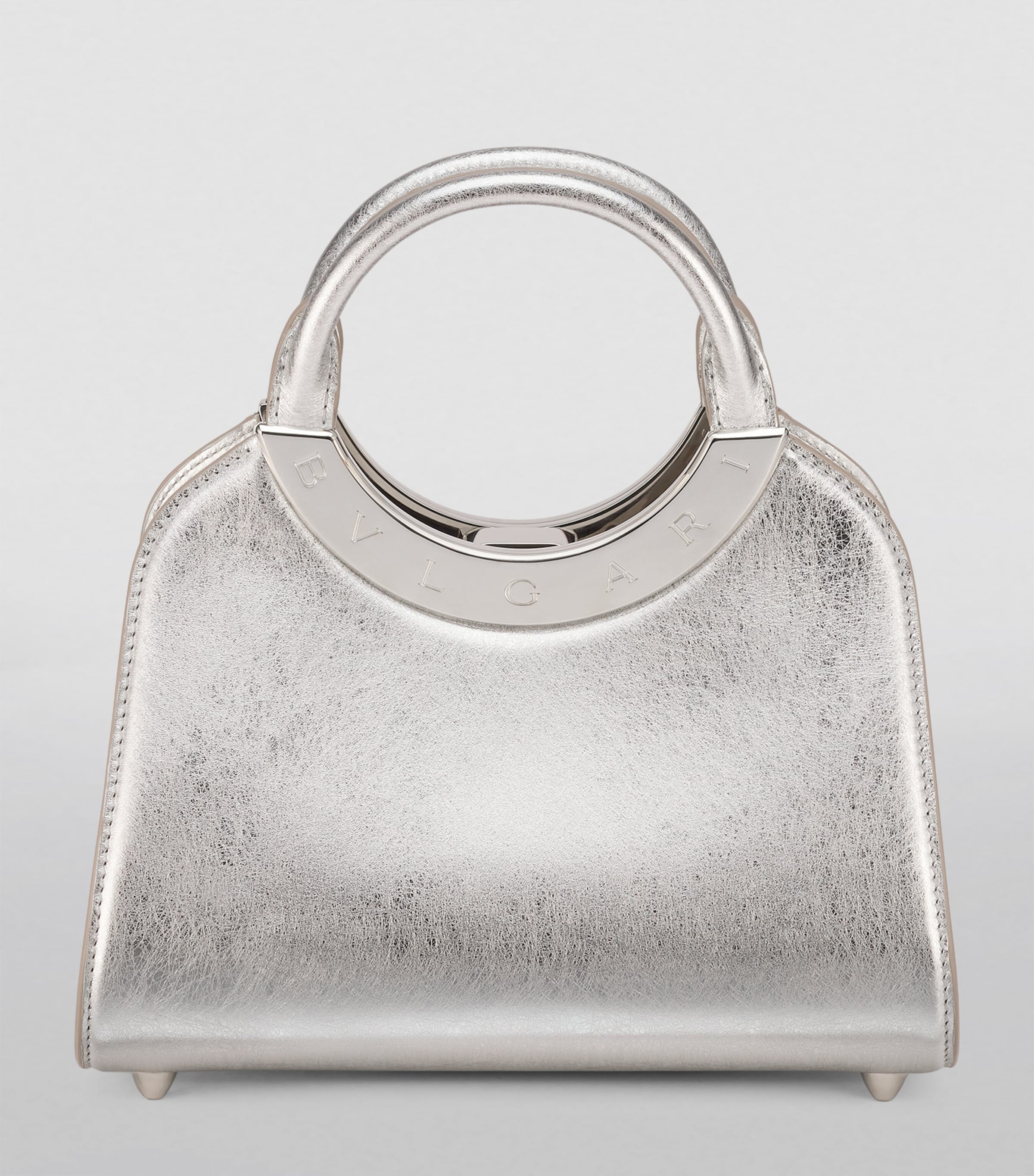 Small Leather Roma Top-Handle Bag SILVER Image 2