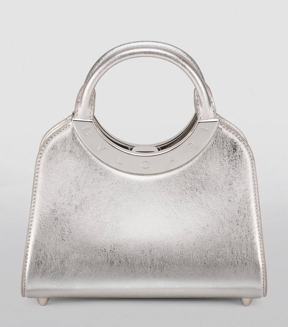 Small Leather Roma Top-Handle Bag SILVER Image 2